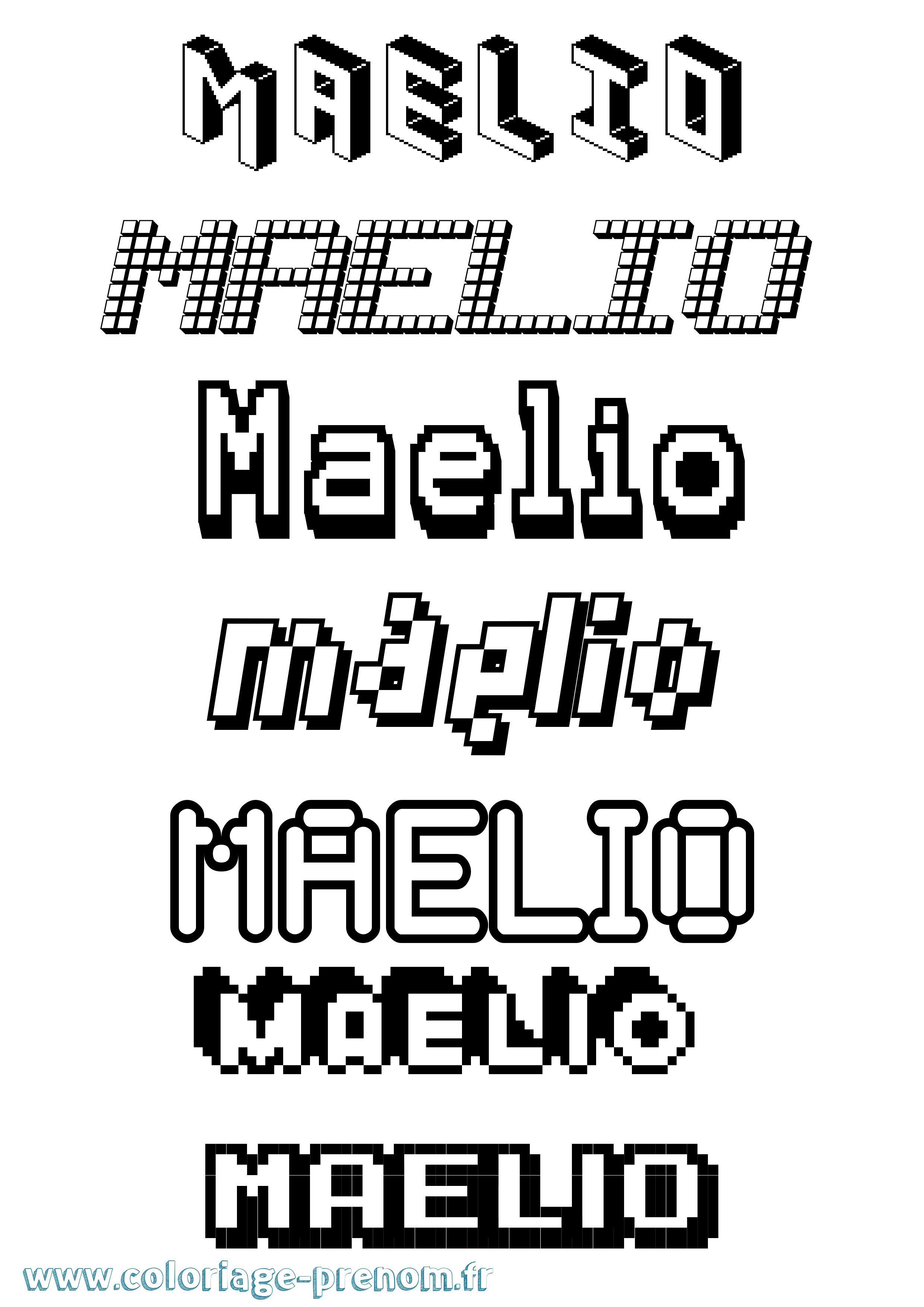 Coloriage prénom Maelio Pixel