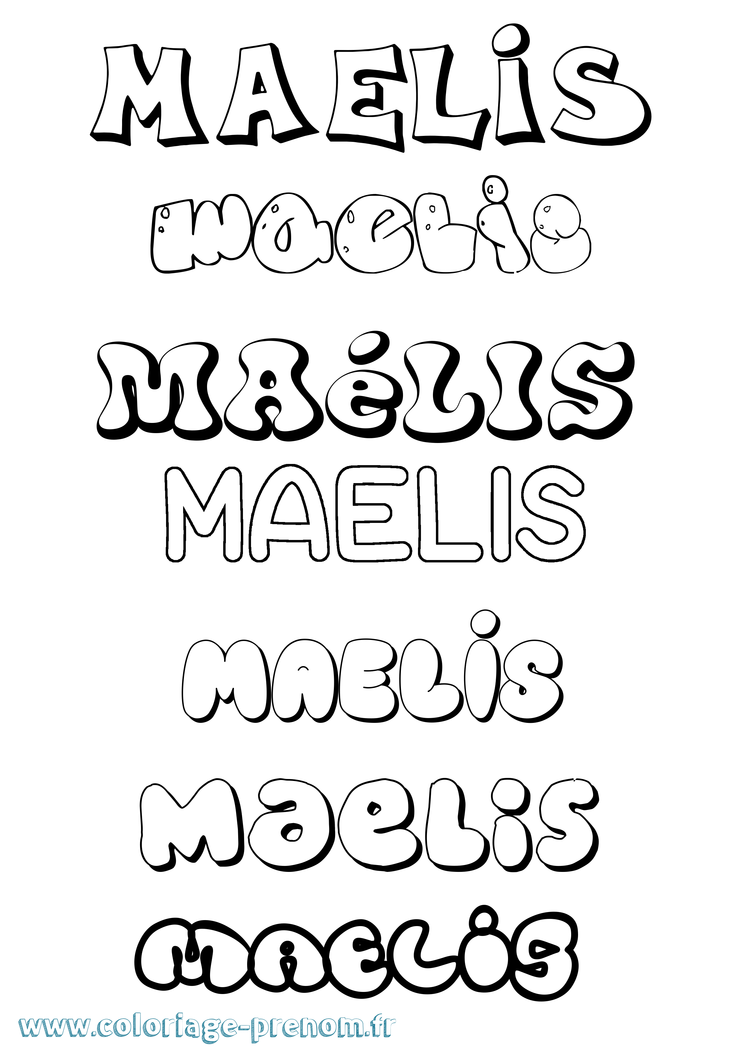Coloriage prénom Maélis Bubble