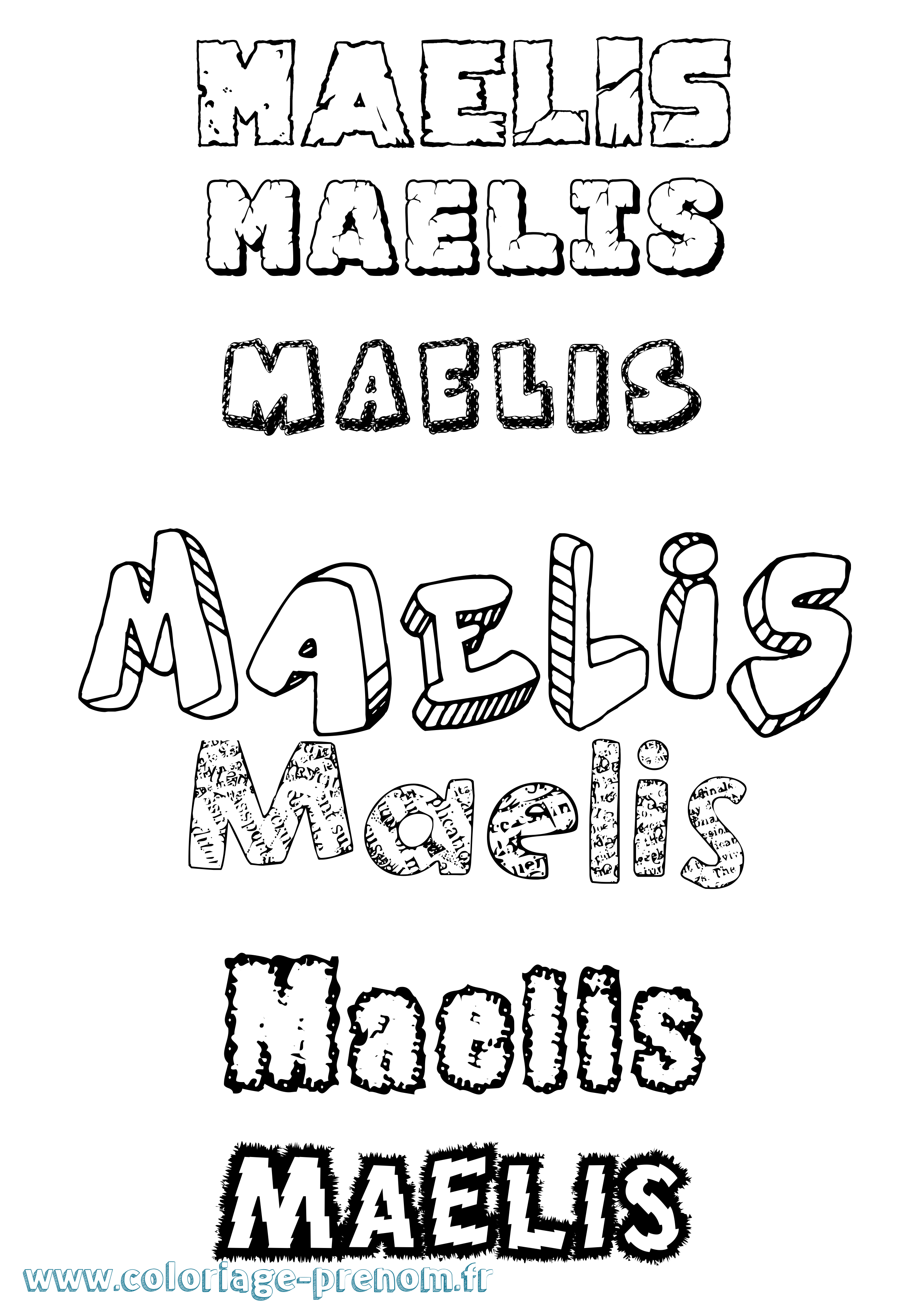 Coloriage prénom Maélis Destructuré