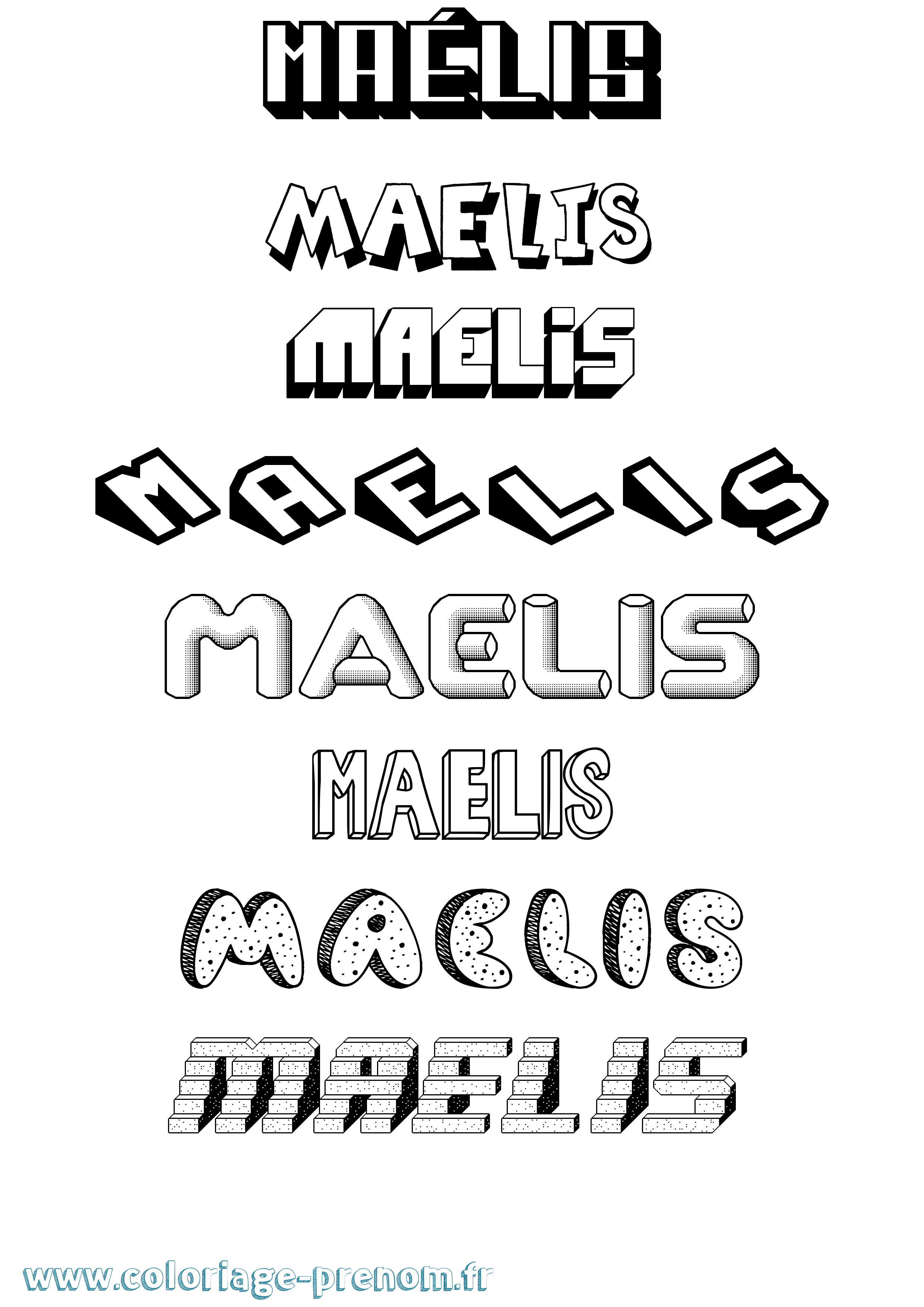 Coloriage prénom Maélis Effet 3D