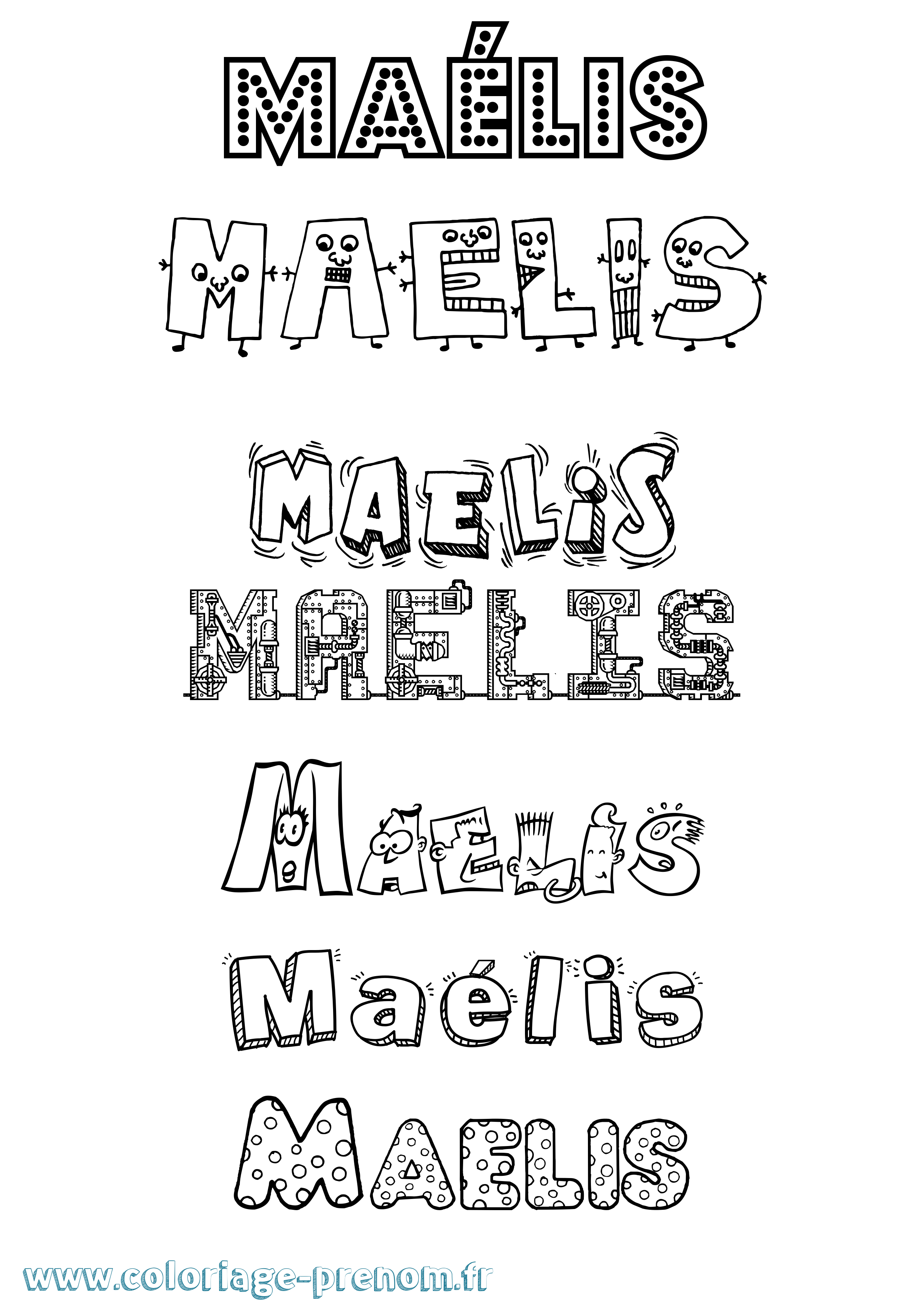 Coloriage prénom Maélis Fun