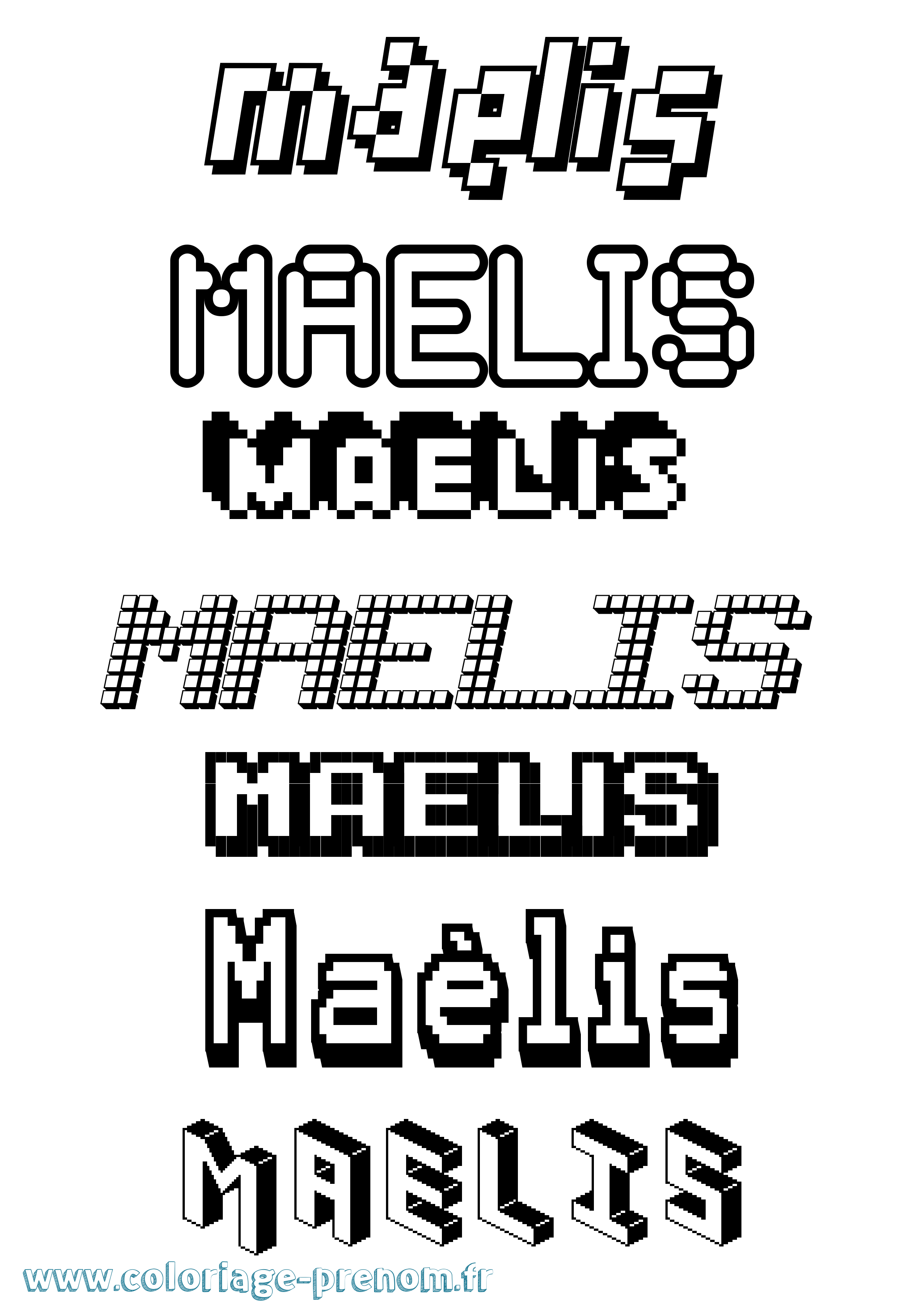 Coloriage prénom Maélis Pixel
