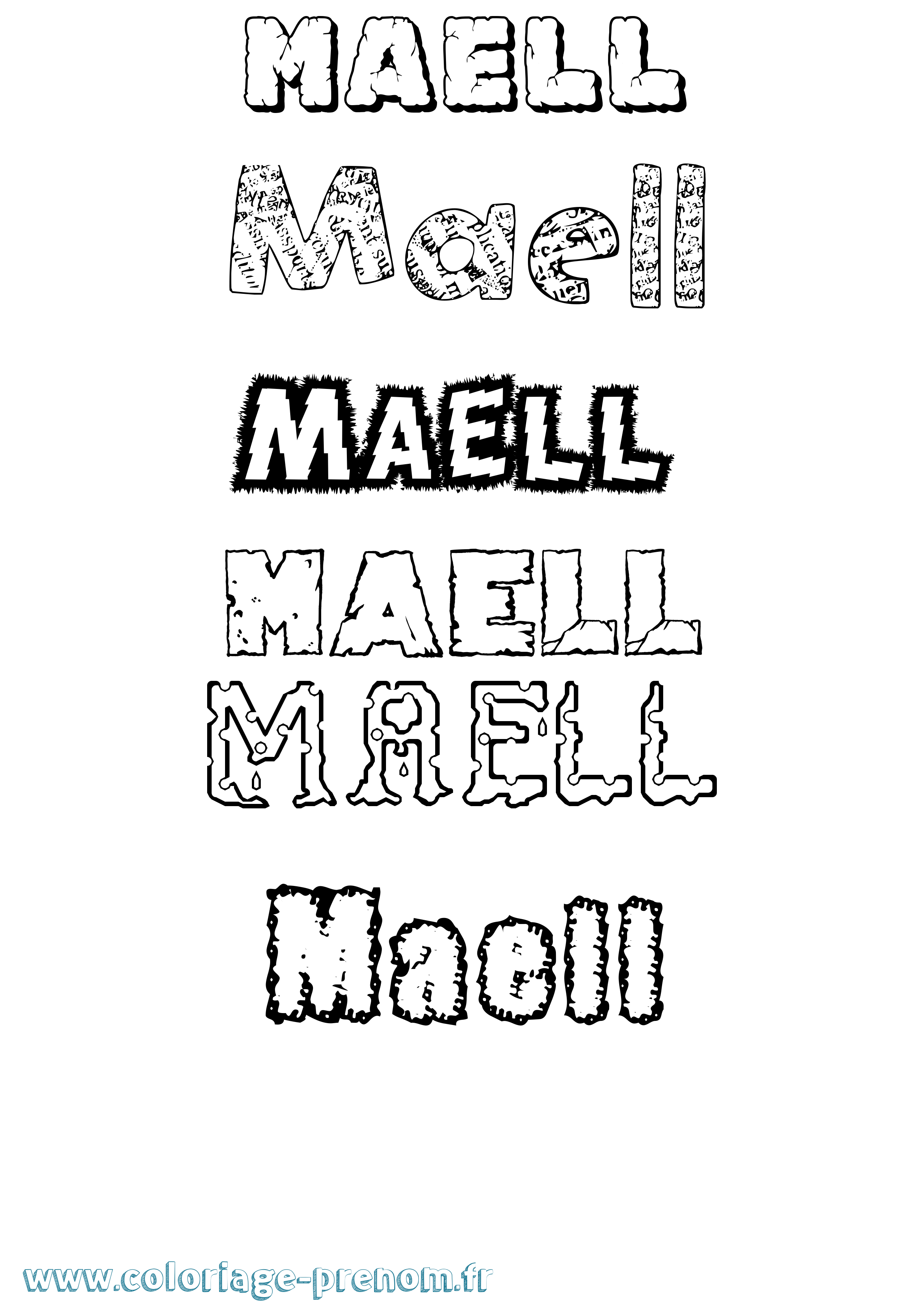 Coloriage prénom Maell Destructuré