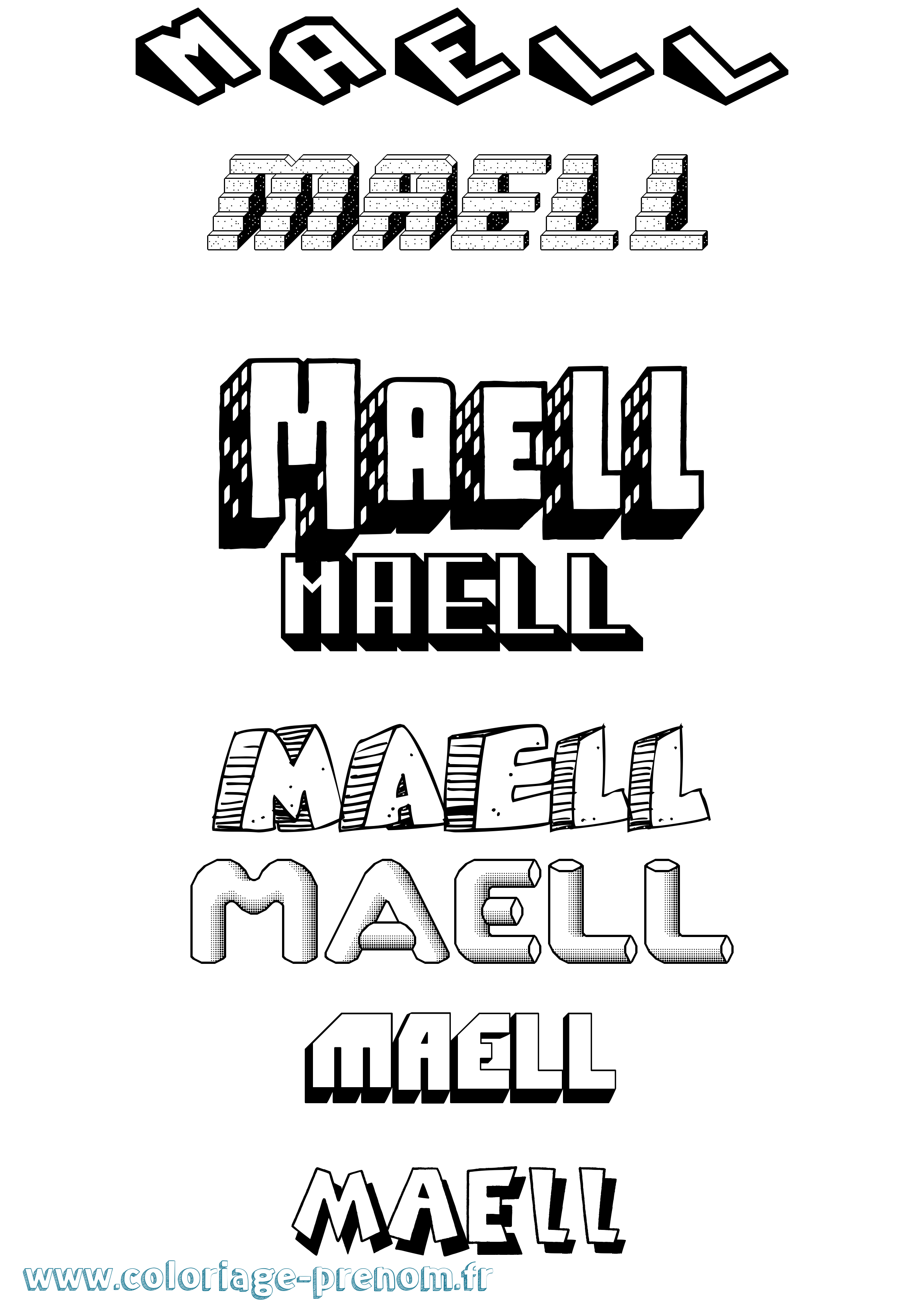 Coloriage prénom Maell Effet 3D