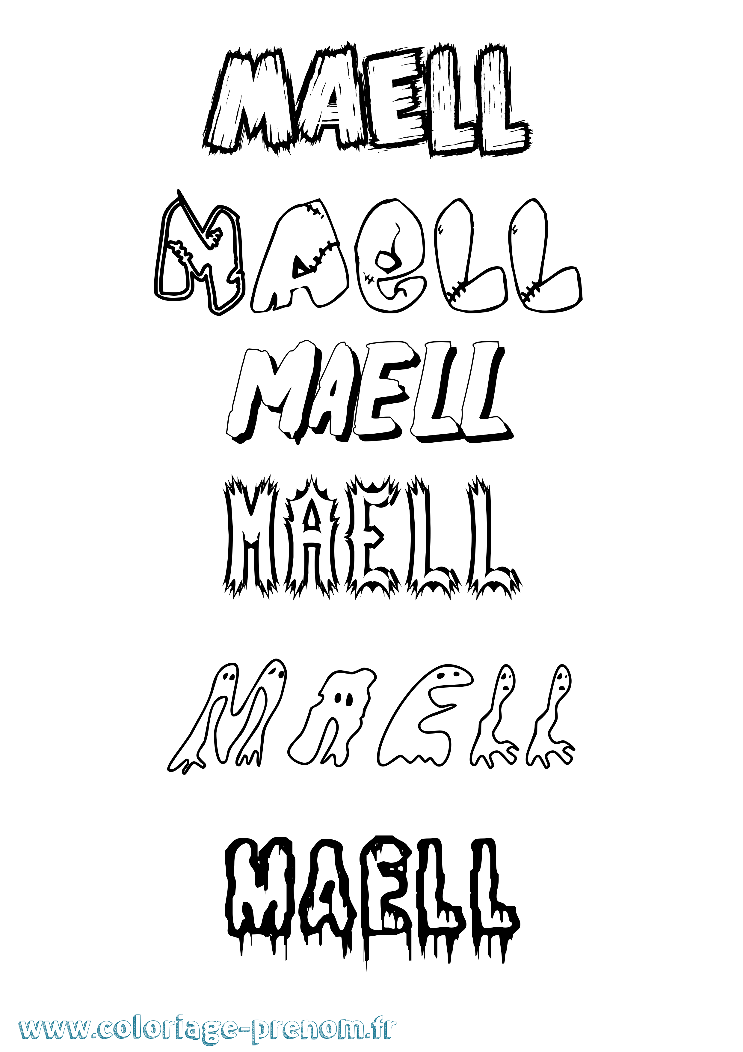 Coloriage prénom Maell Frisson
