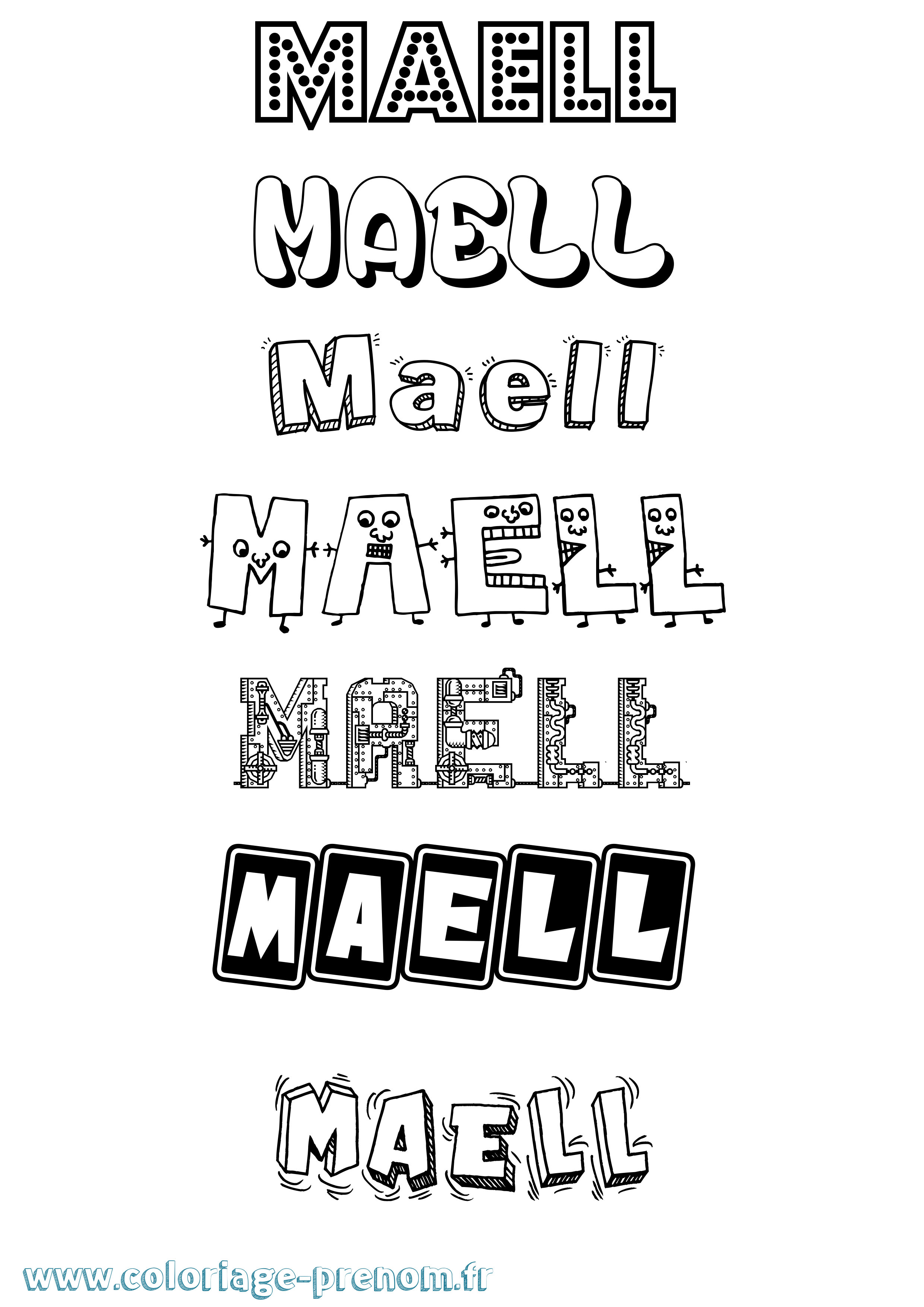 Coloriage prénom Maell Fun