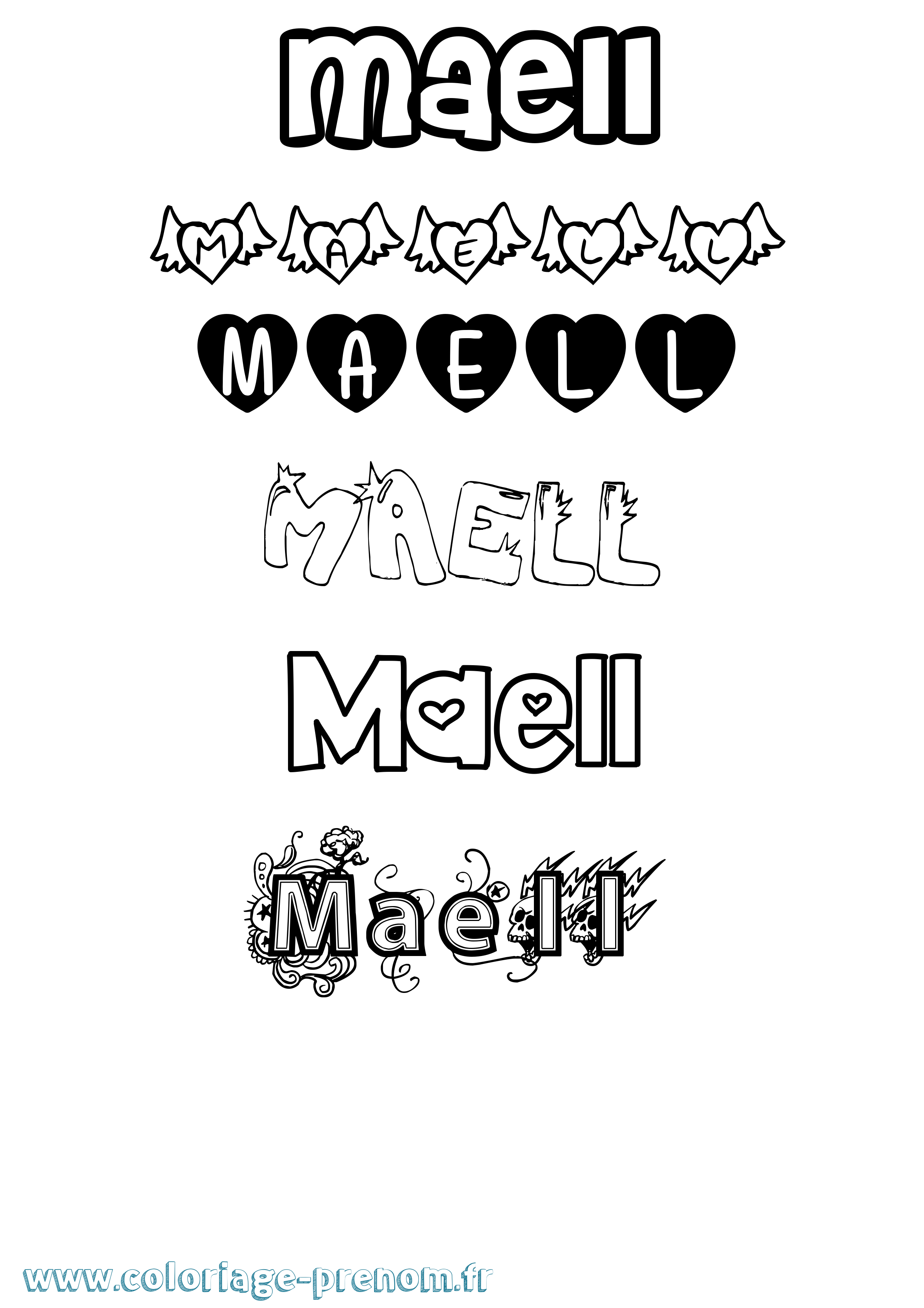 Coloriage prénom Maell Girly