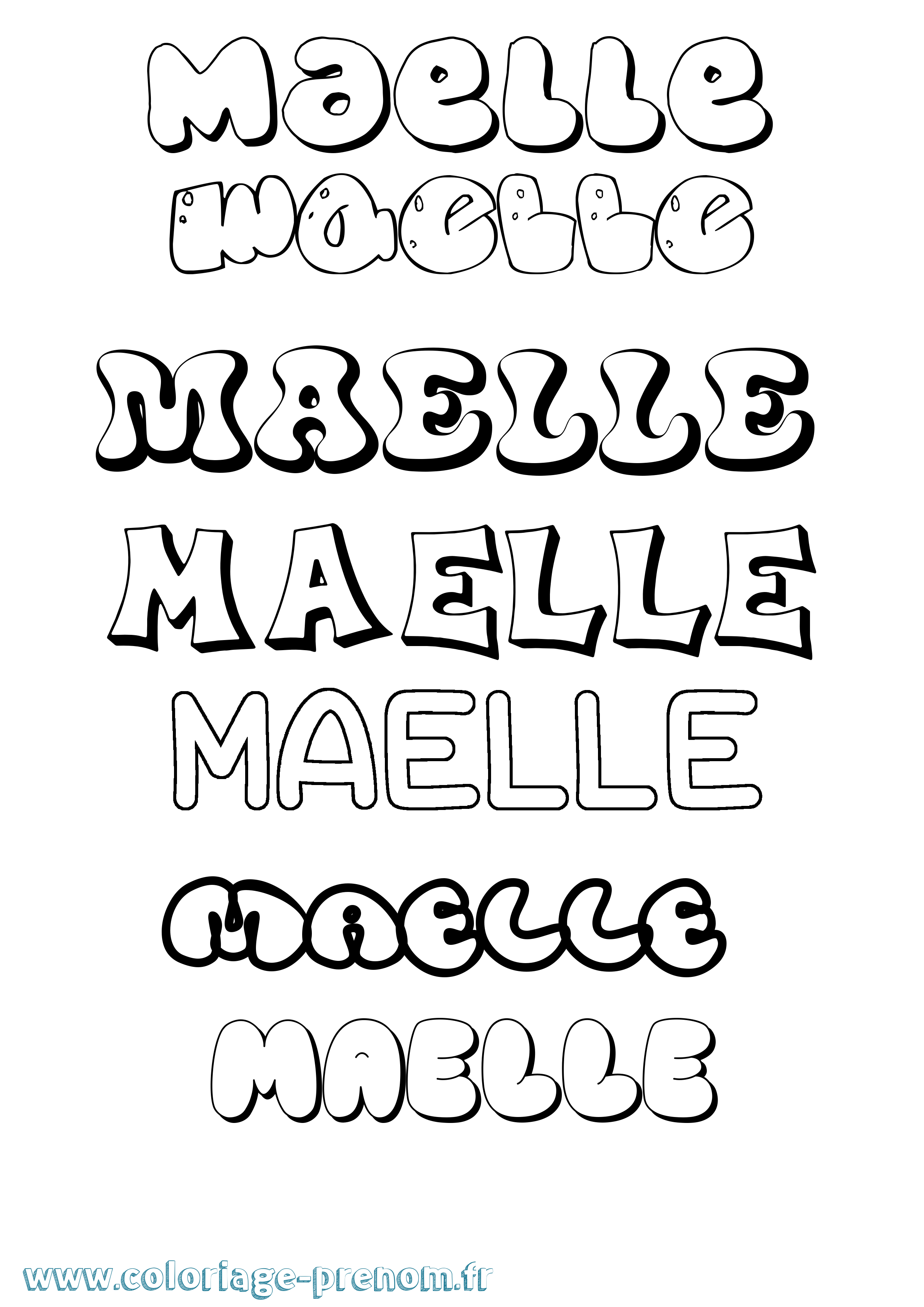 Coloriage prénom Maelle Bubble