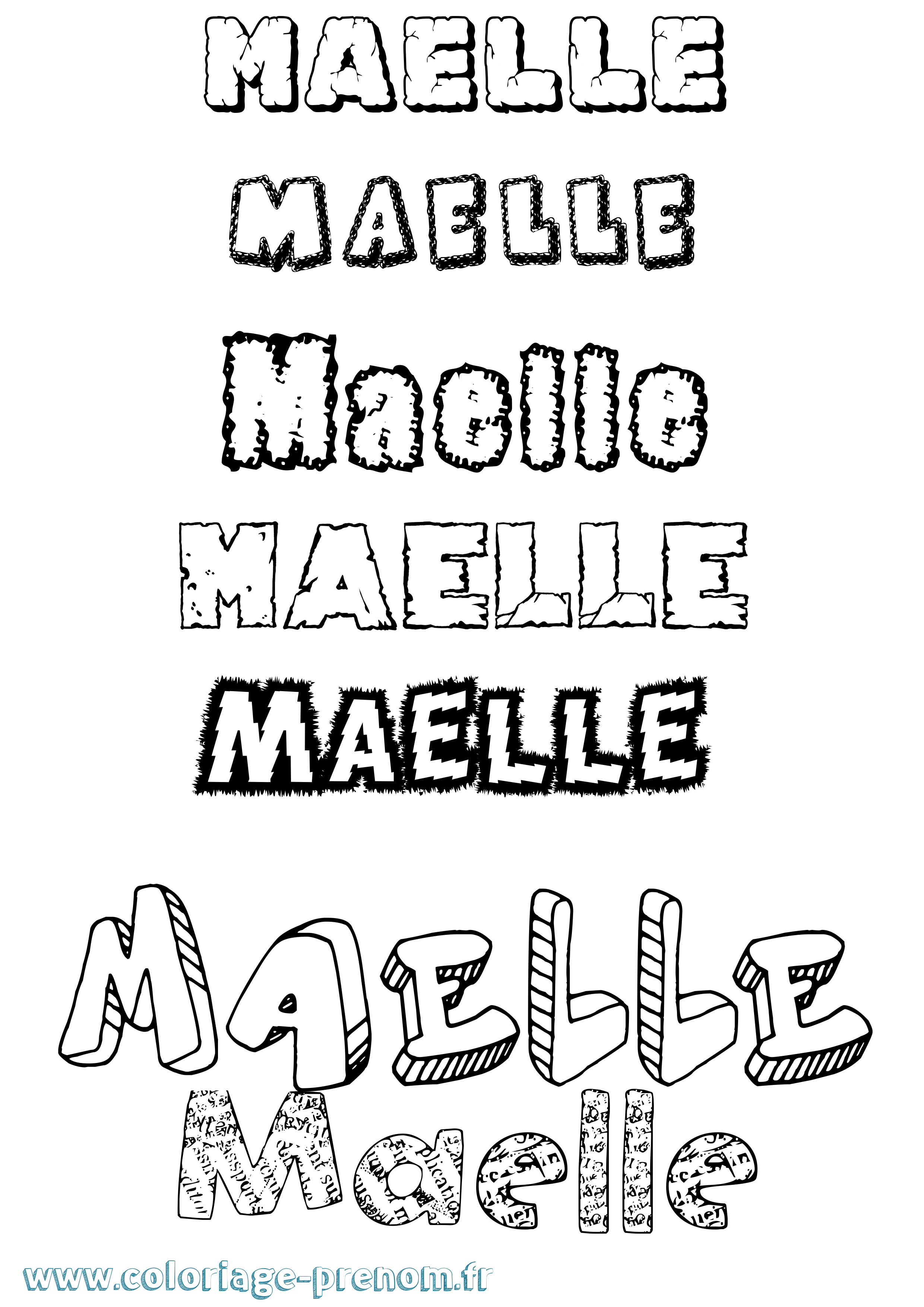 Coloriage prénom Maelle Destructuré