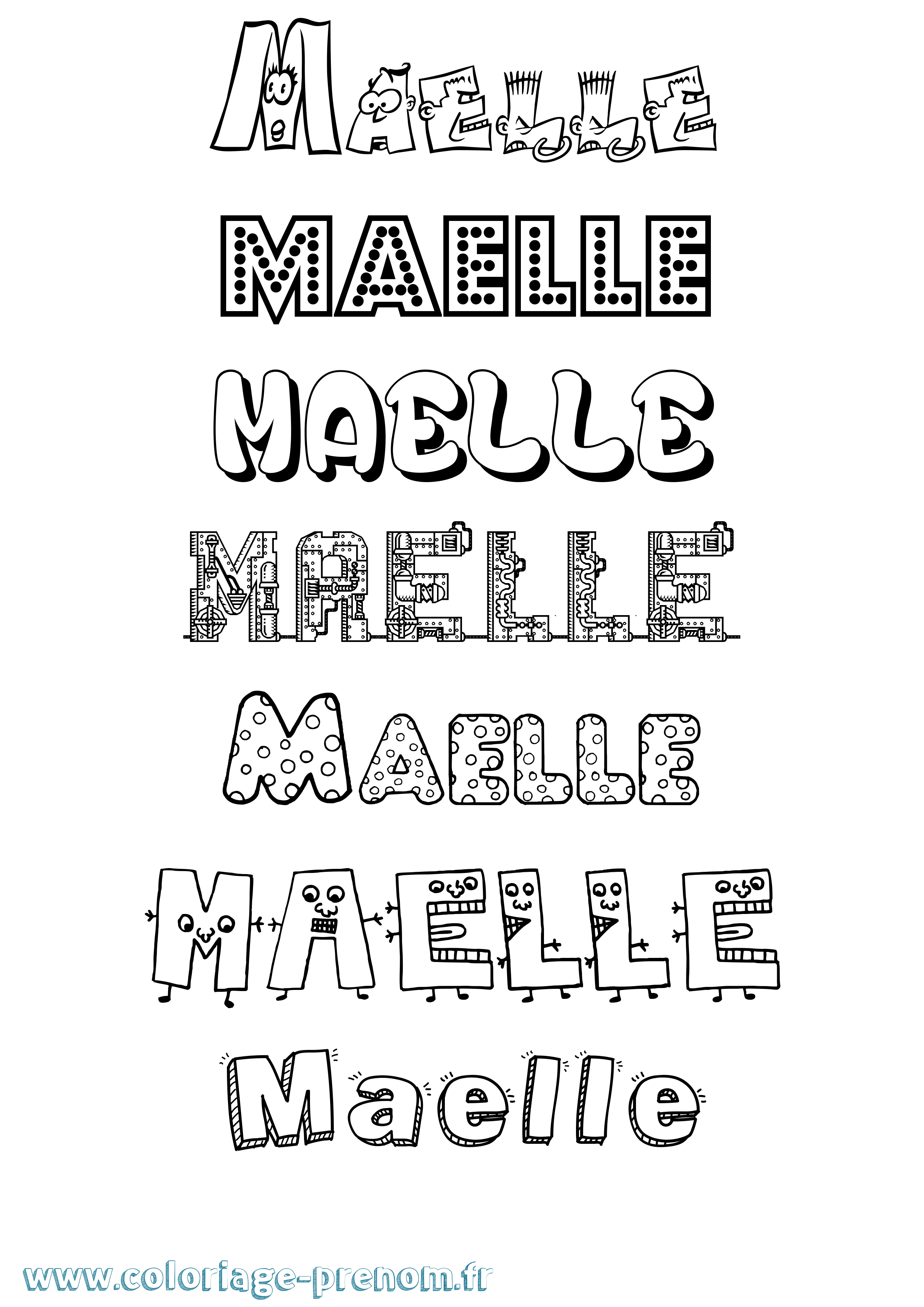 Coloriage prénom Maelle Fun
