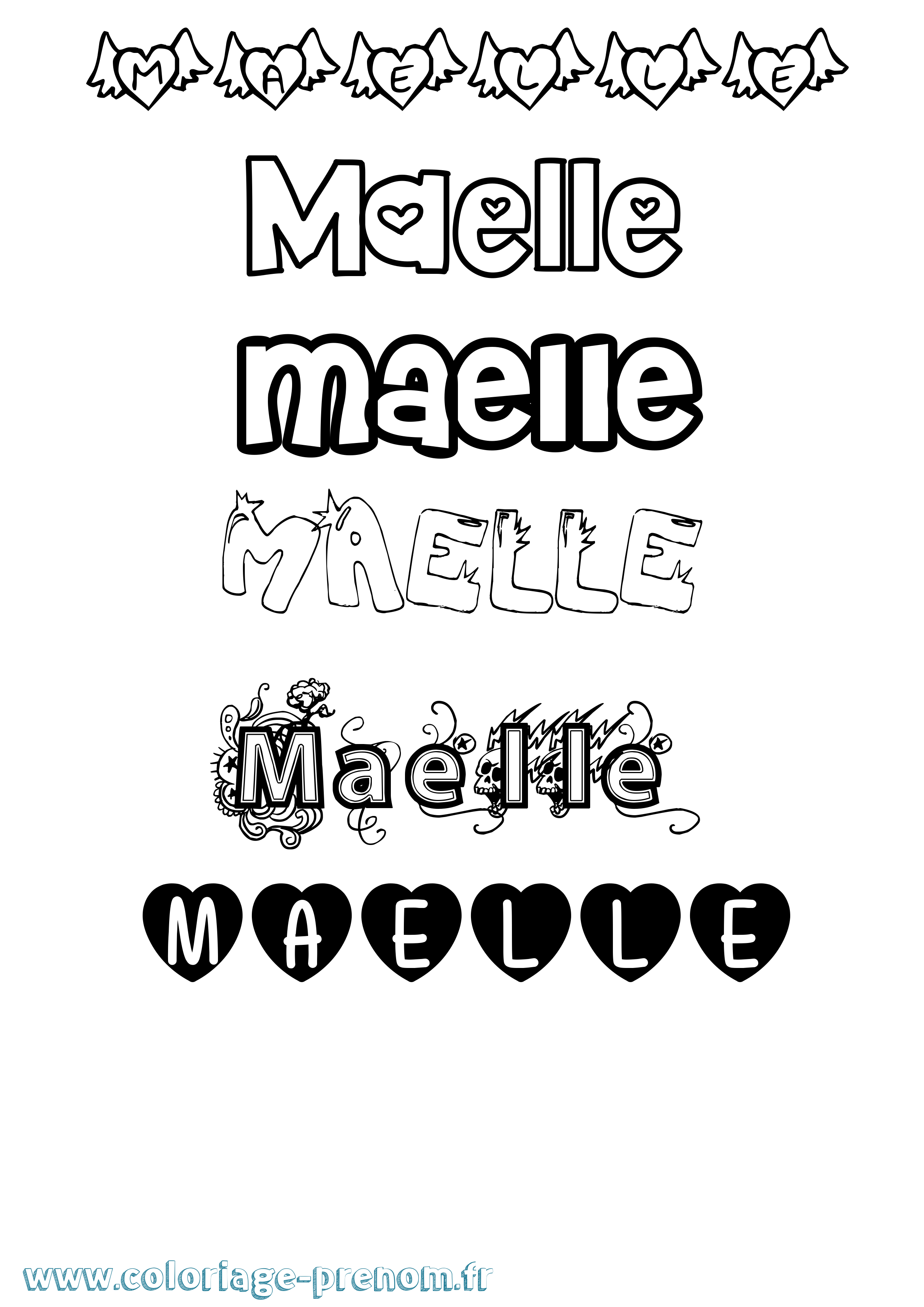 Coloriage prénom Maelle Girly