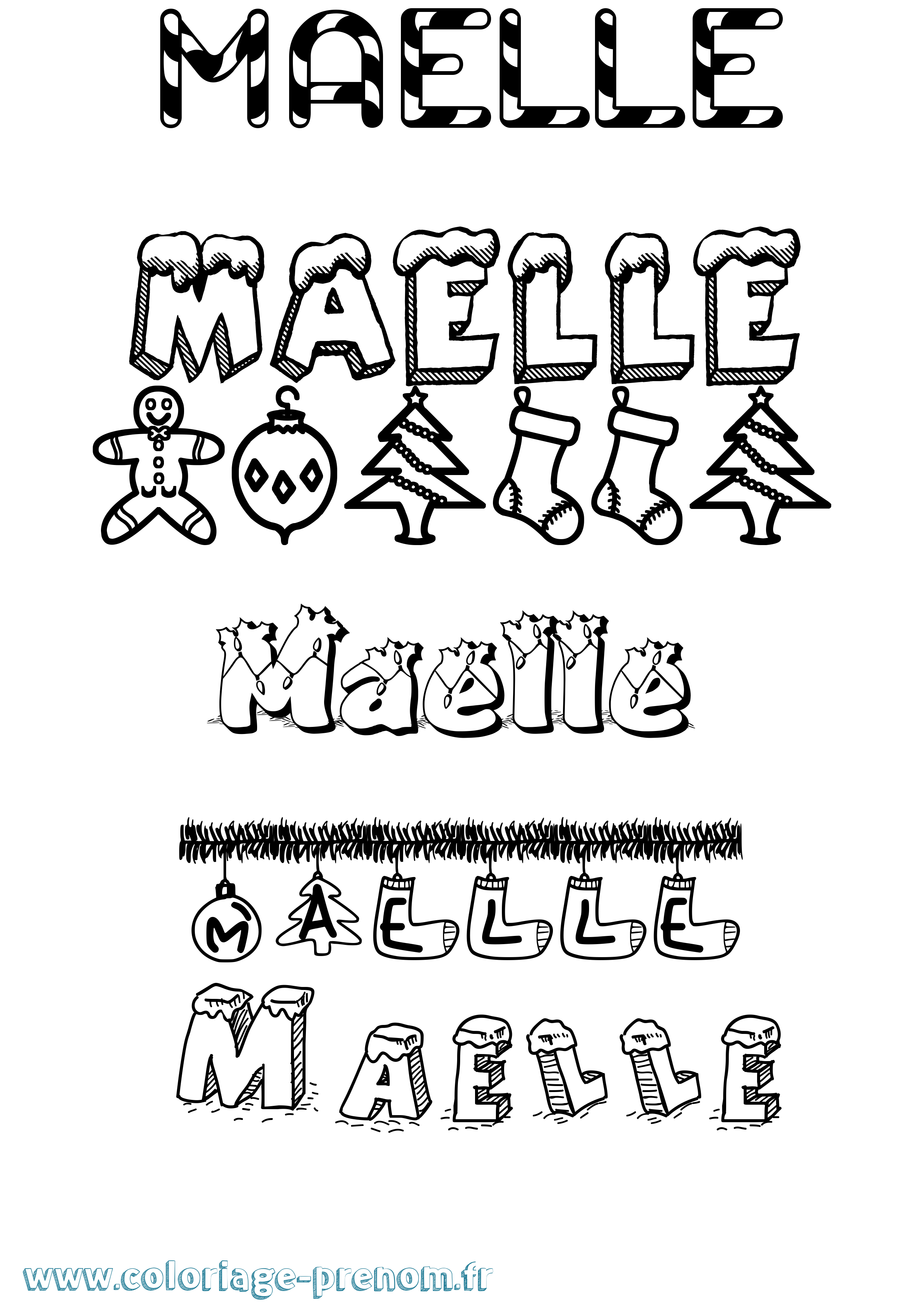 Coloriage prénom Maelle Noël