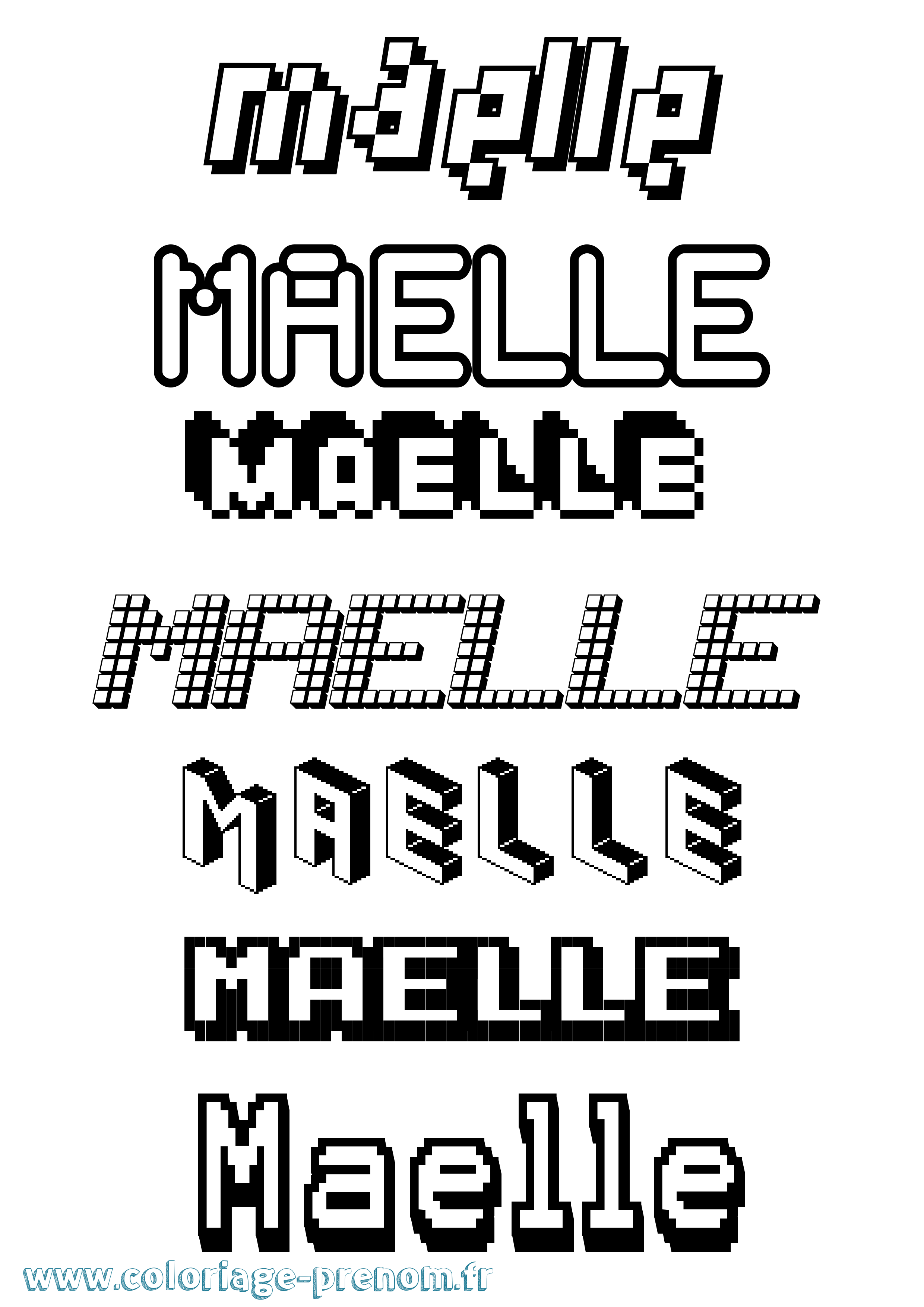 Coloriage prénom Maelle Pixel