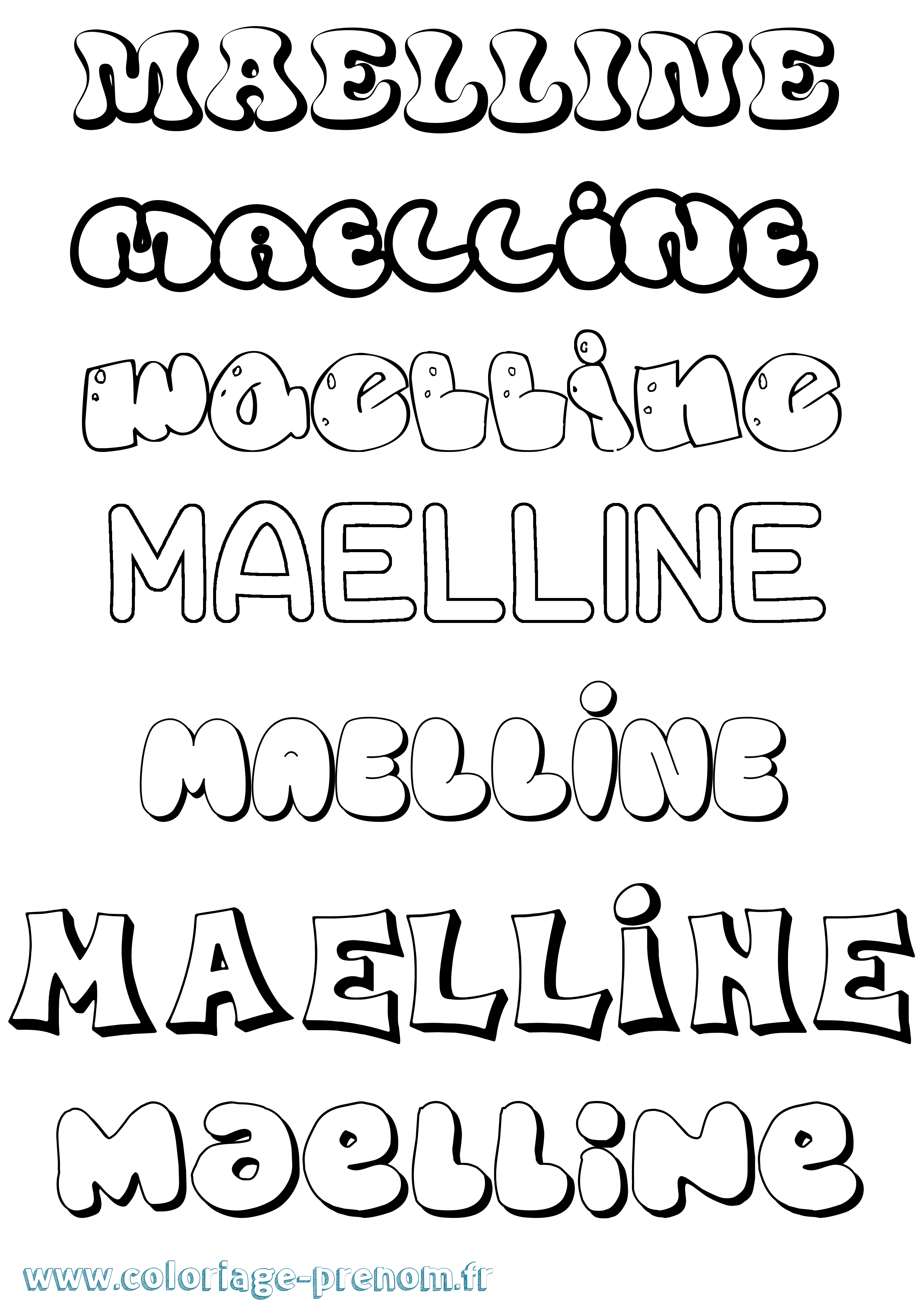 Coloriage prénom Maelline Bubble