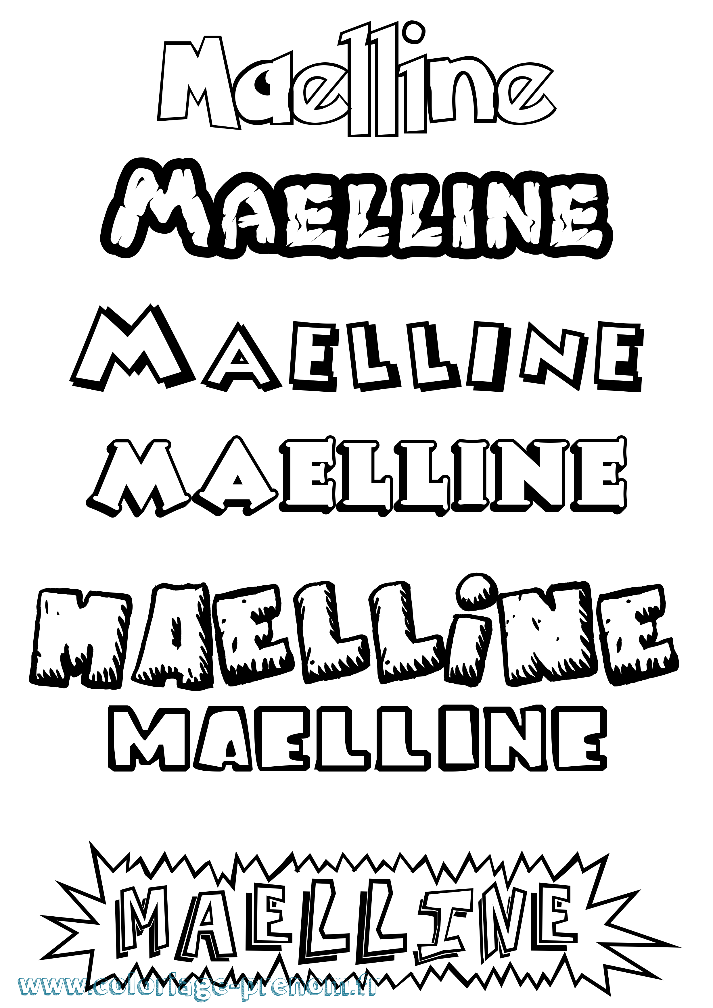 Coloriage Maelline Dessin Animé Coloriage prénom Maelline Dessin Animé