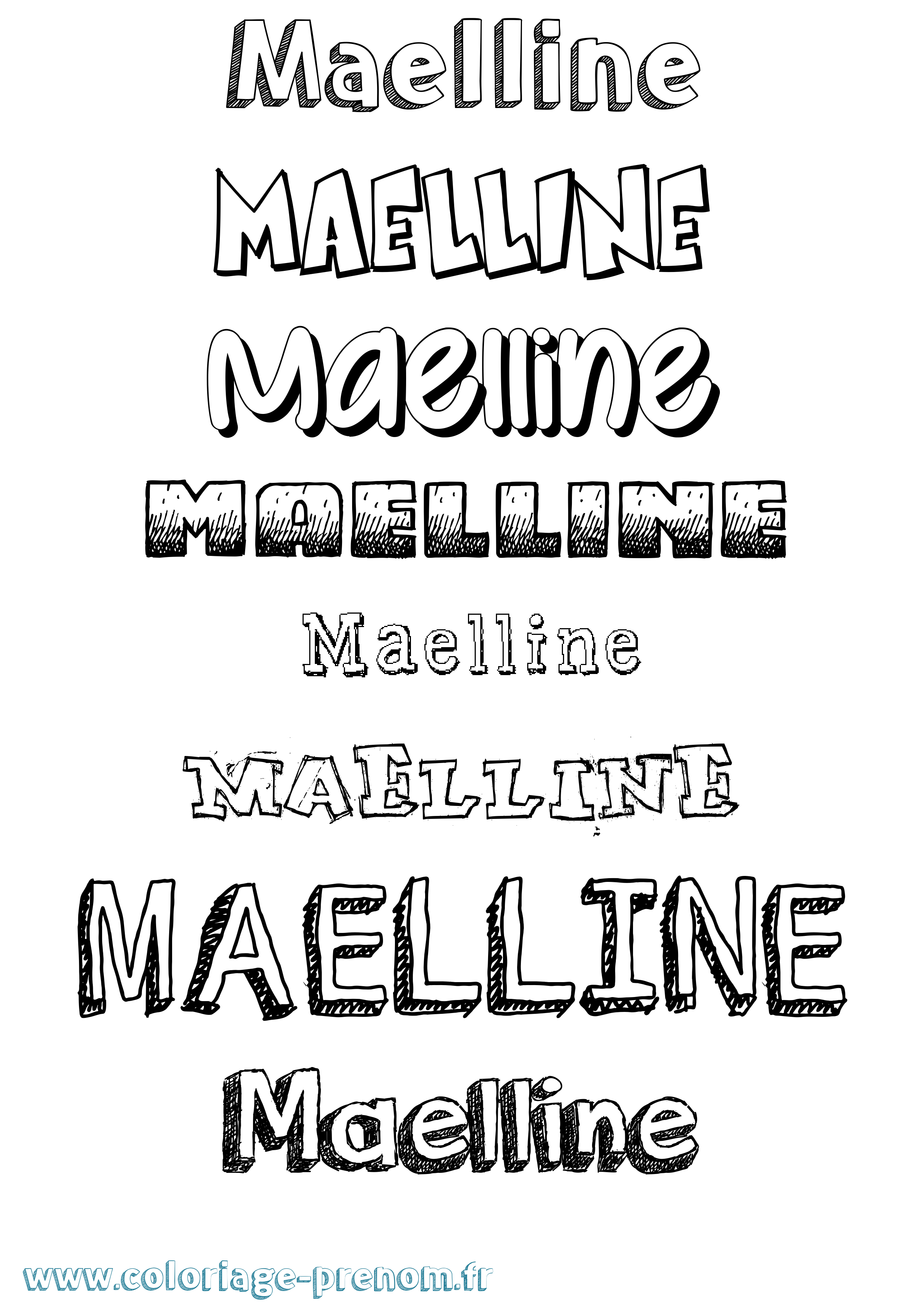 Coloriage Maelline Dessiné Coloriage prénom Maelline Dessiné
