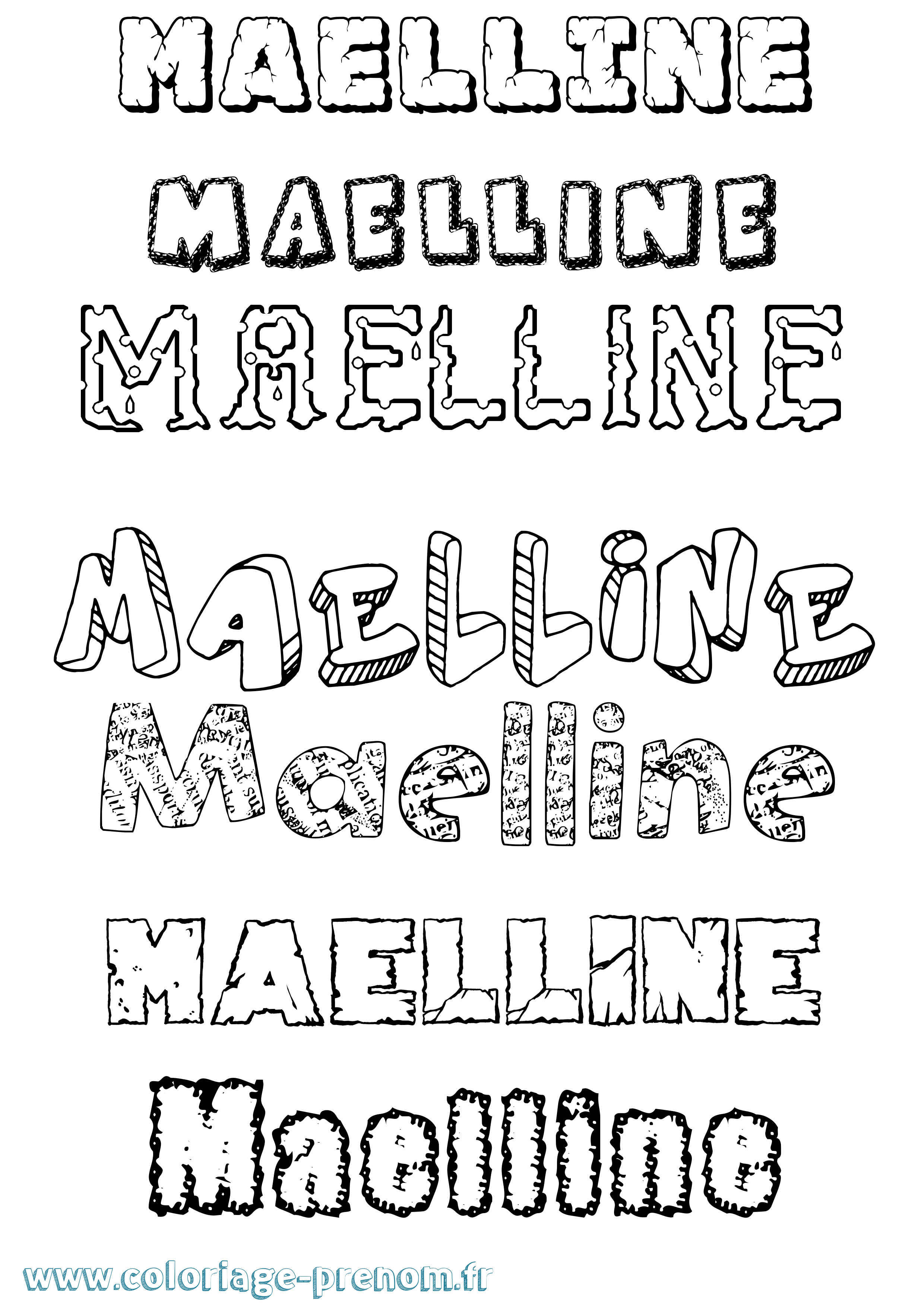 Coloriage prénom Maelline Destructuré