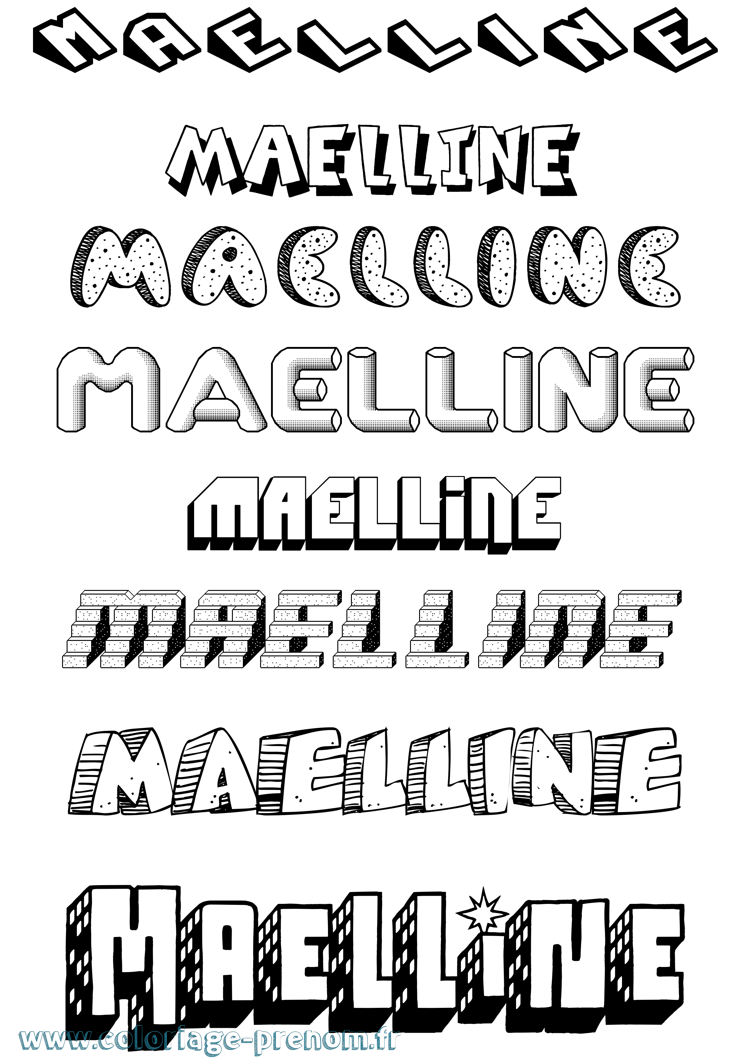 Coloriage Maelline Effet 3D Coloriage prénom Maelline Effet 3D