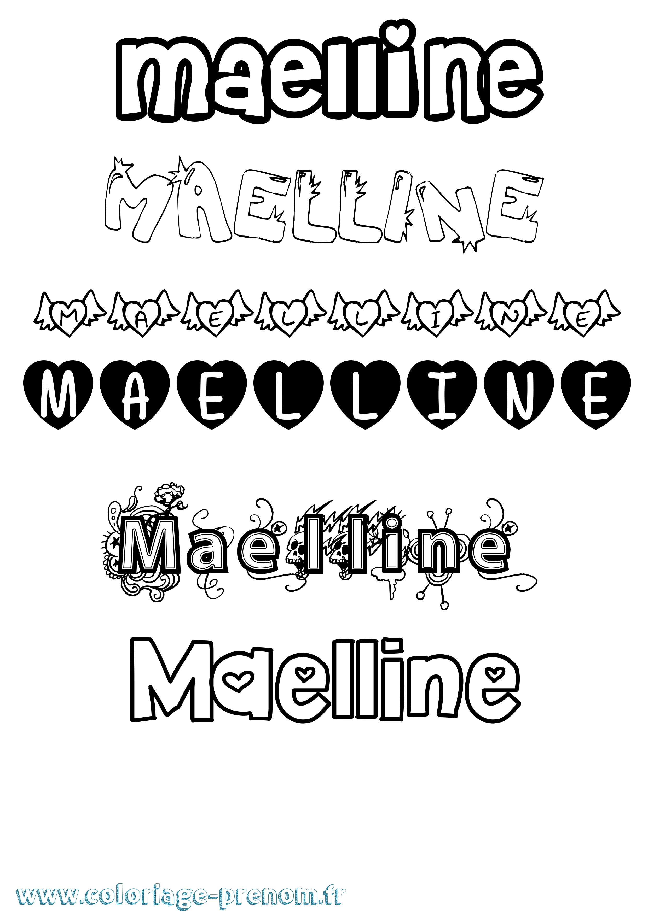 Coloriage prénom Maelline Girly