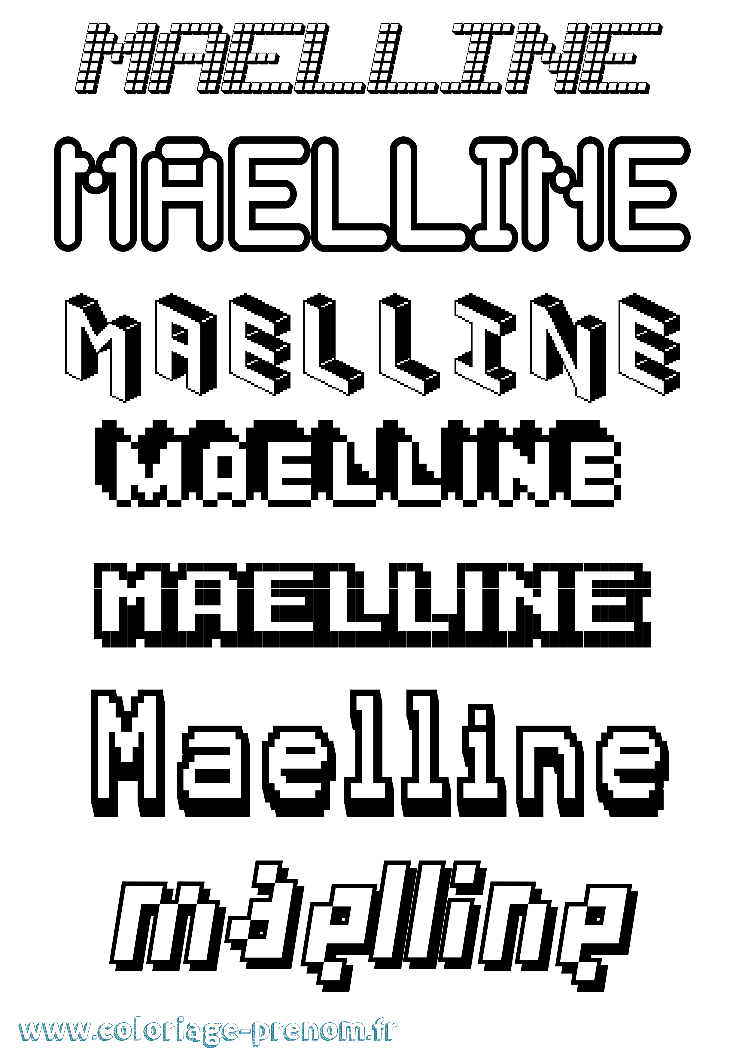 Coloriage prénom Maelline Pixel