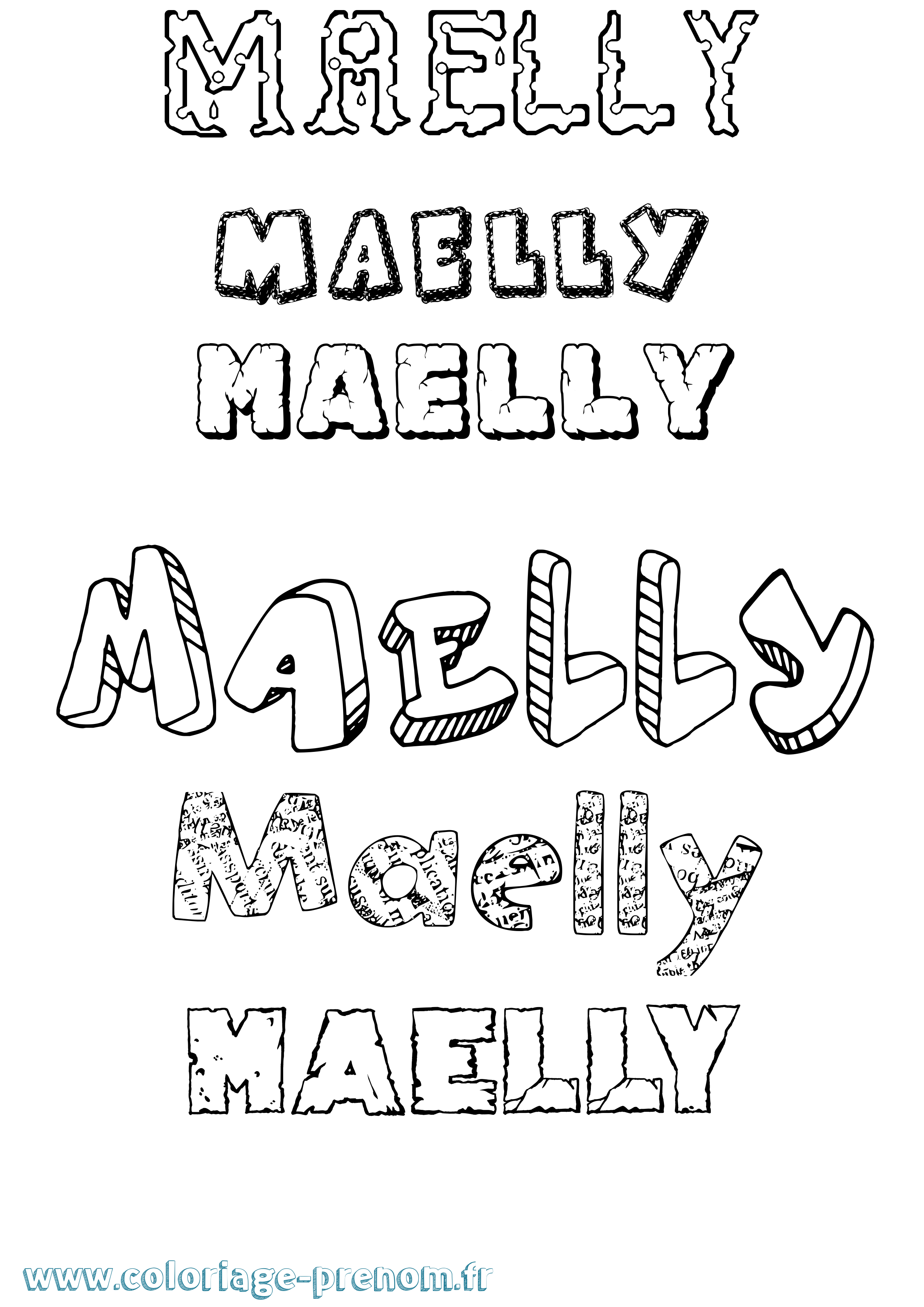 Coloriage prénom Maelly Destructuré