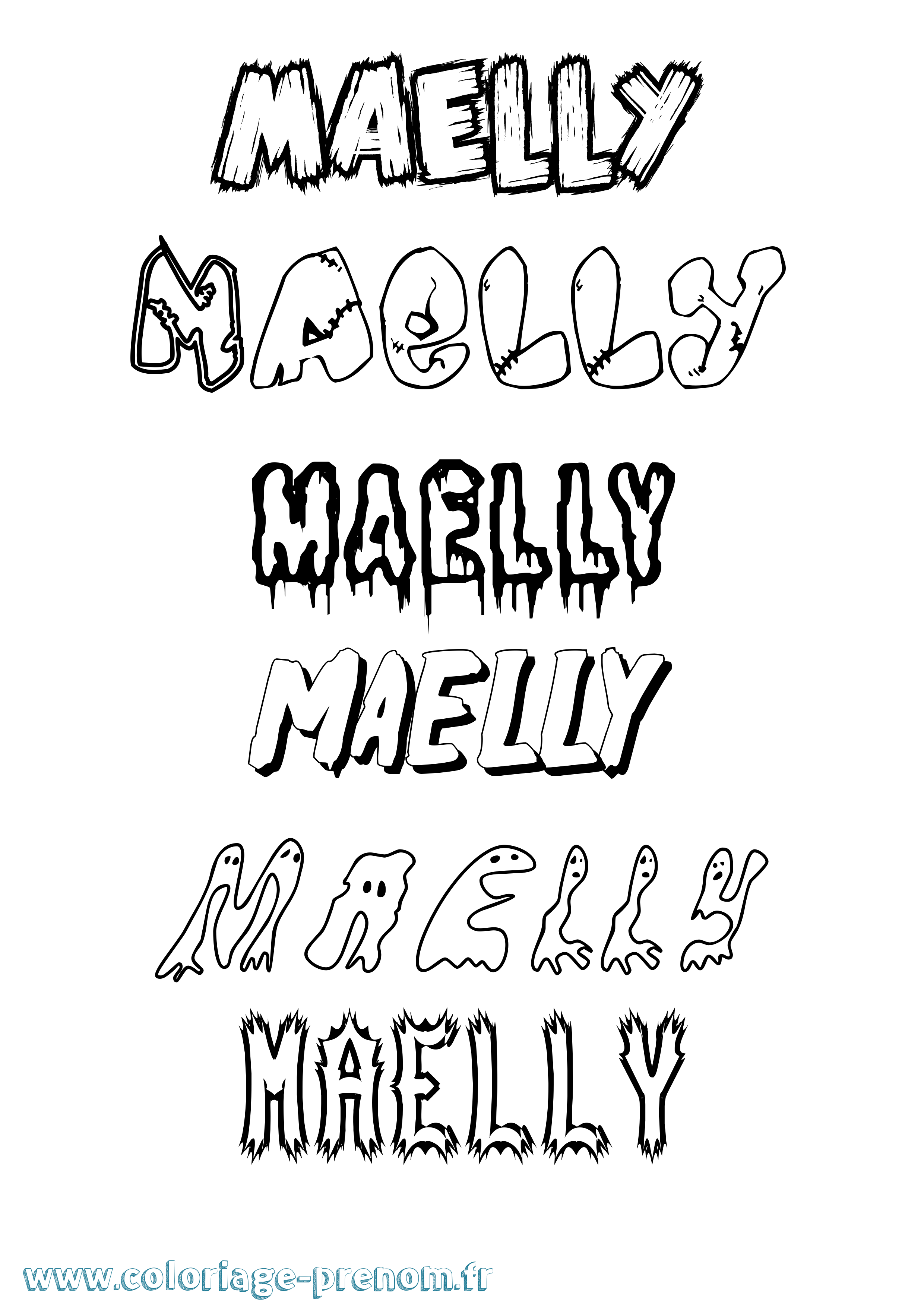 Coloriage prénom Maelly Frisson