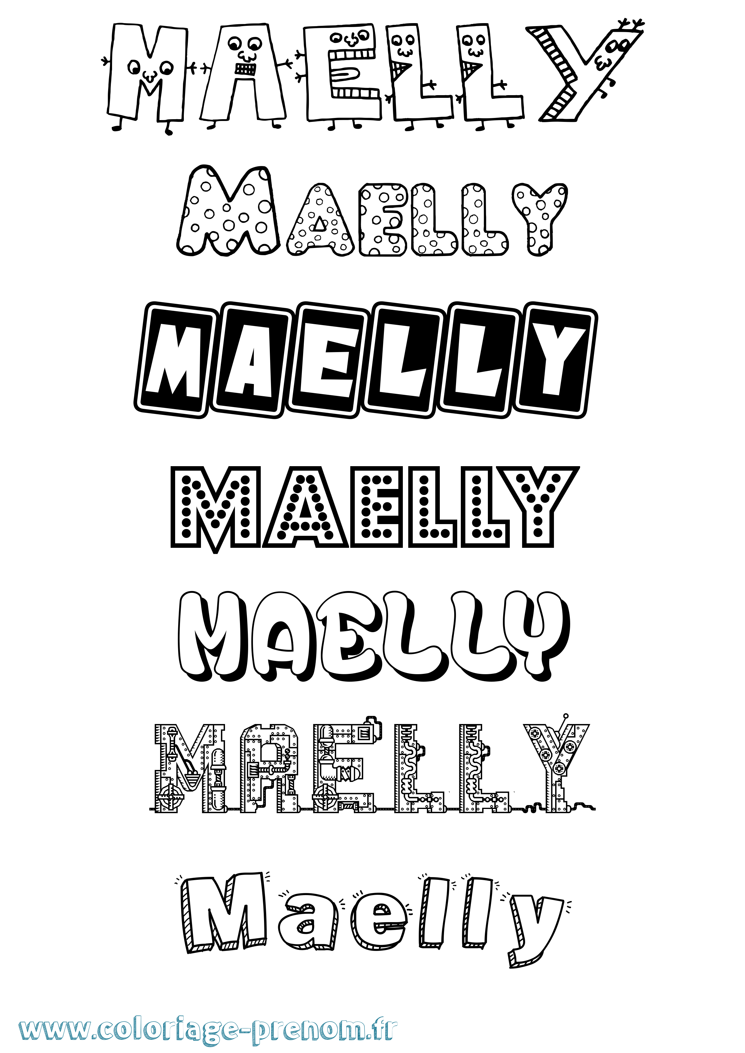 Coloriage prénom Maelly Fun