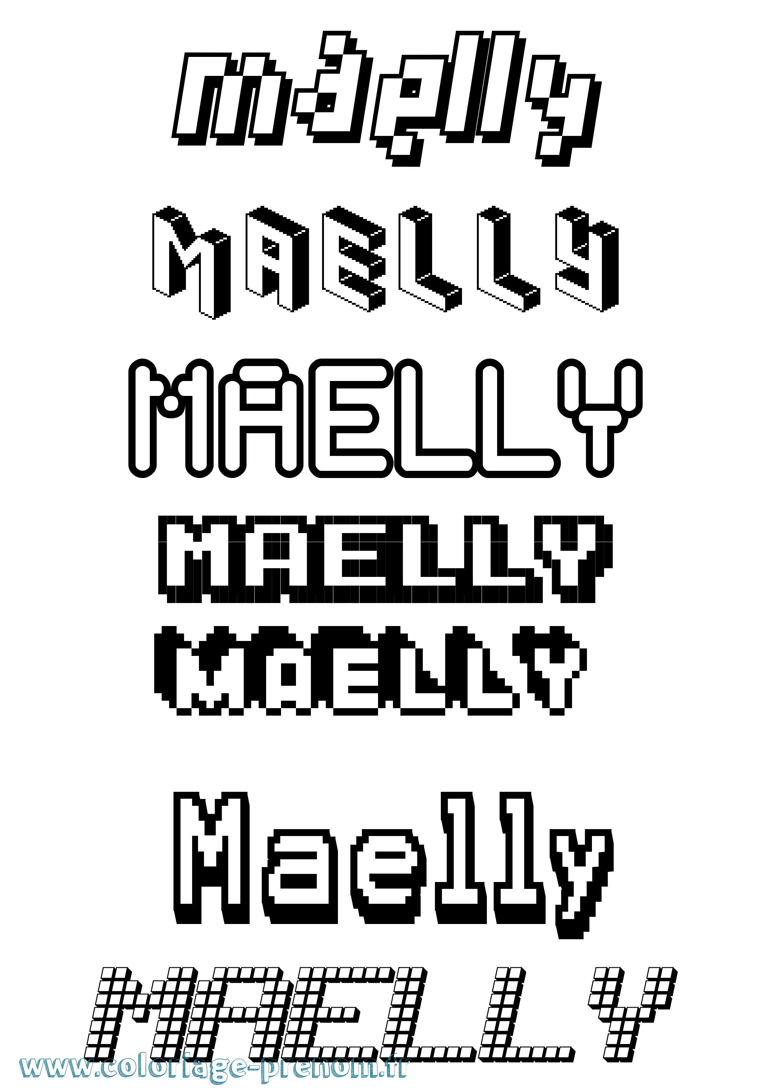 Coloriage prénom Maelly Pixel