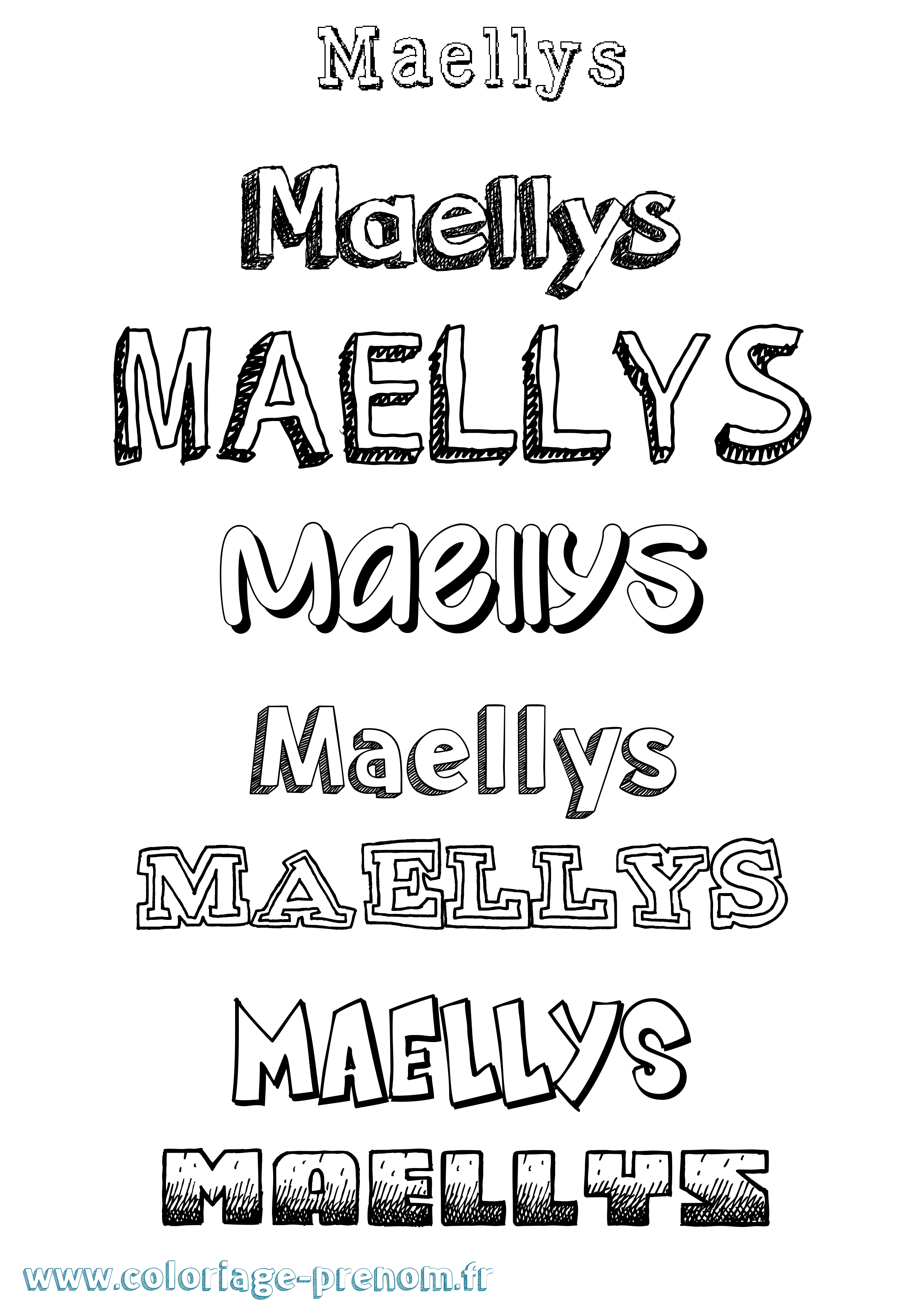 Coloriage prénom Maellys Dessiné