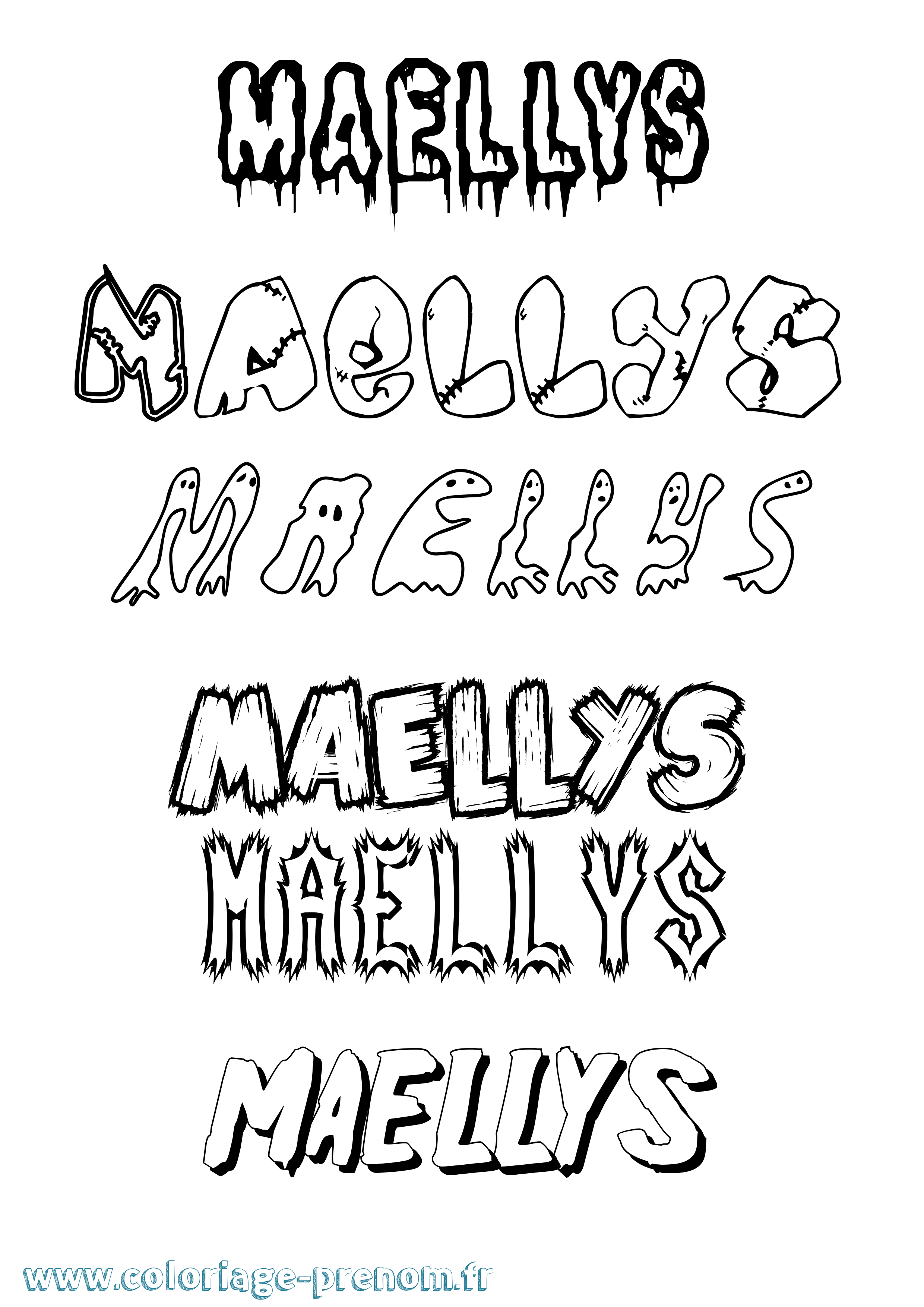 Coloriage prénom Maellys Frisson