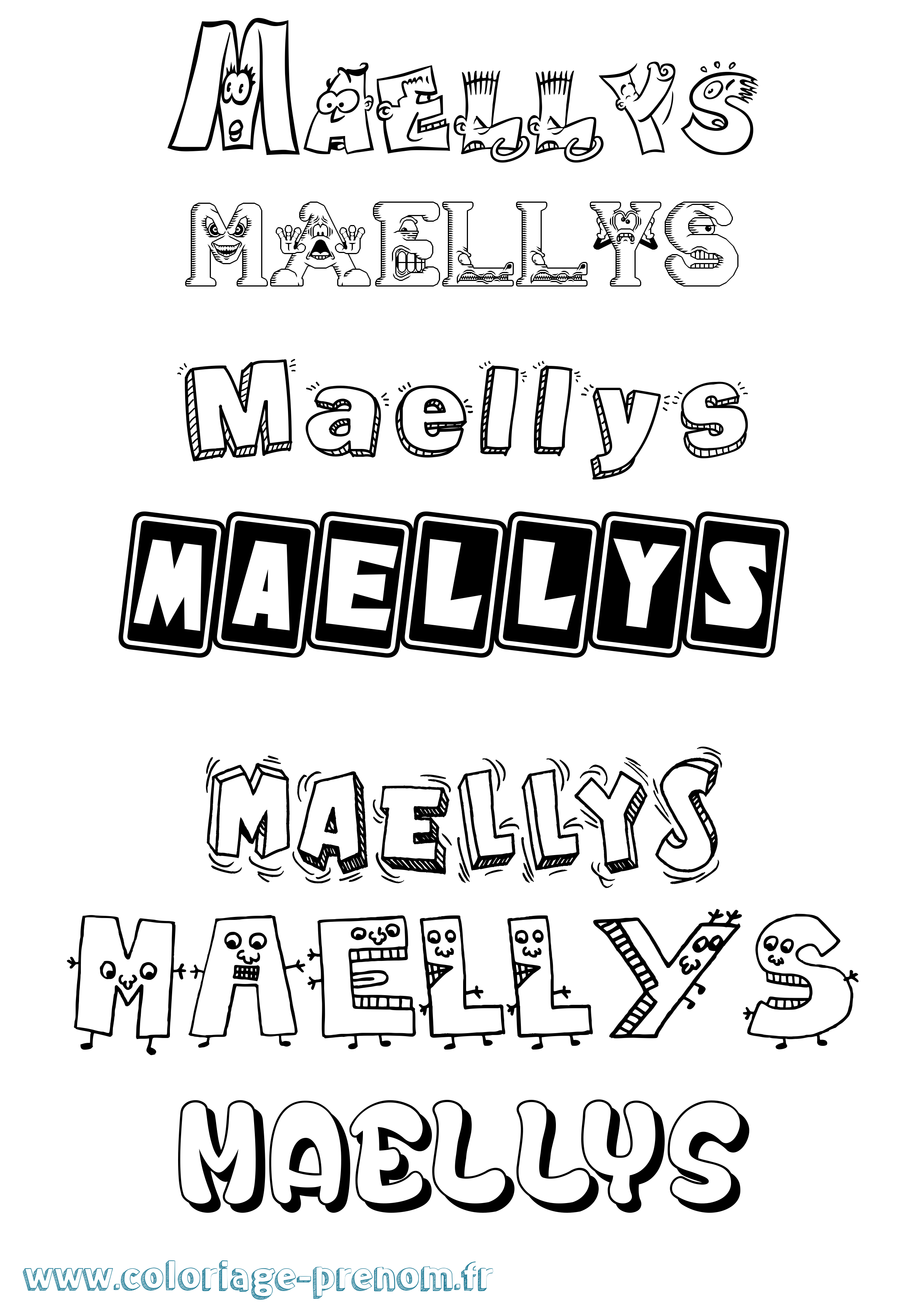 Coloriage prénom Maellys Fun