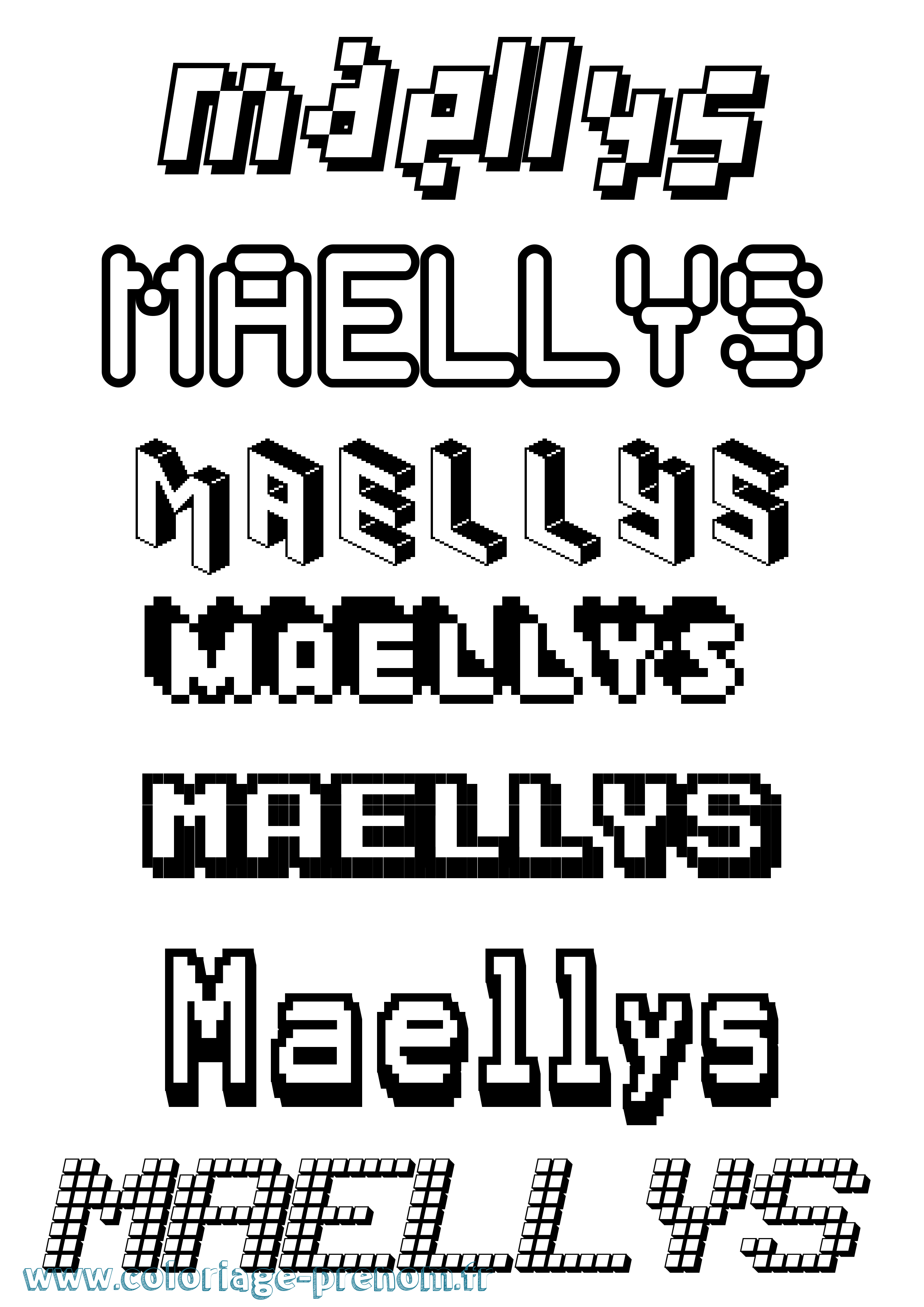 Coloriage prénom Maellys Pixel