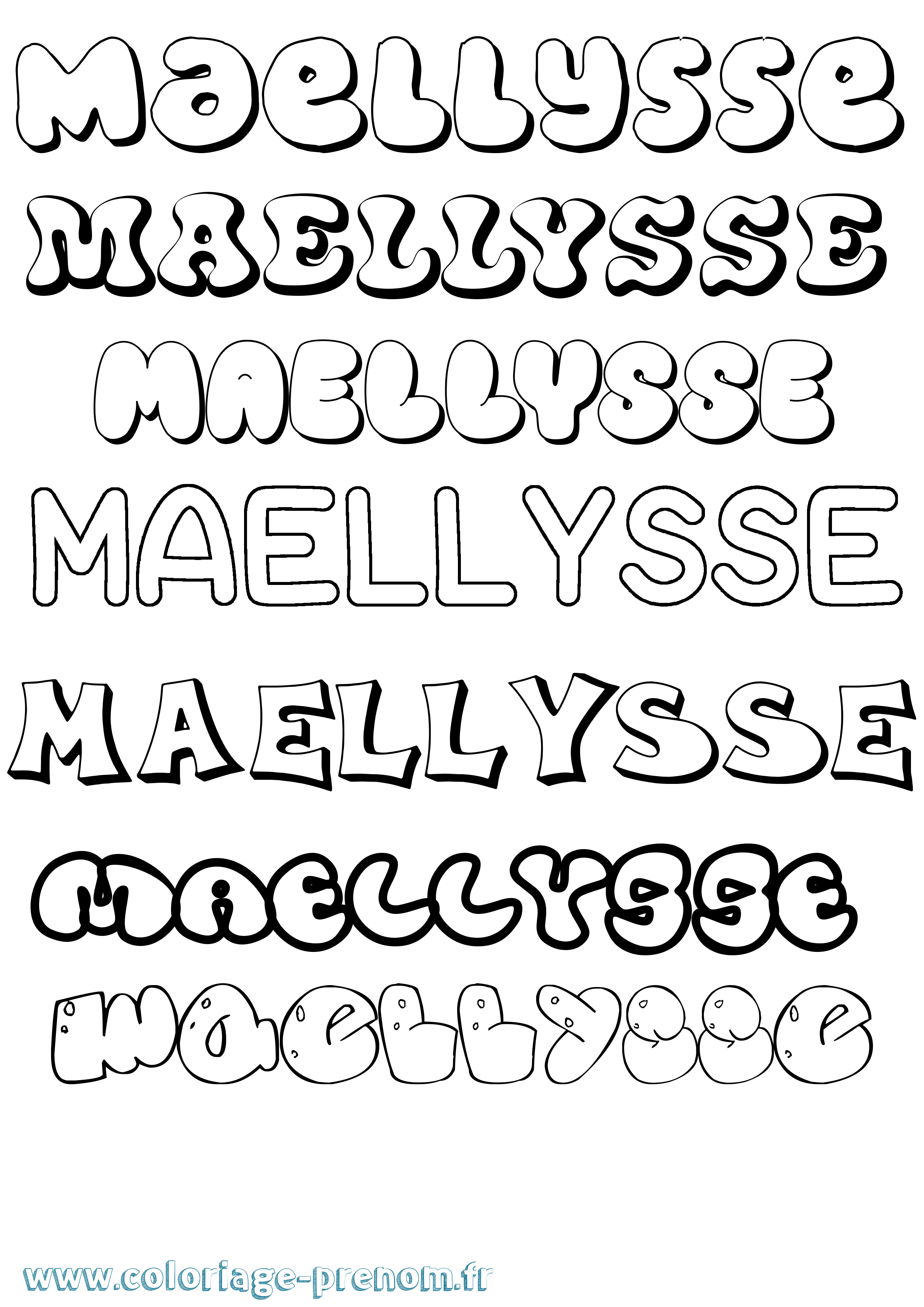 Coloriage prénom Maellysse Bubble