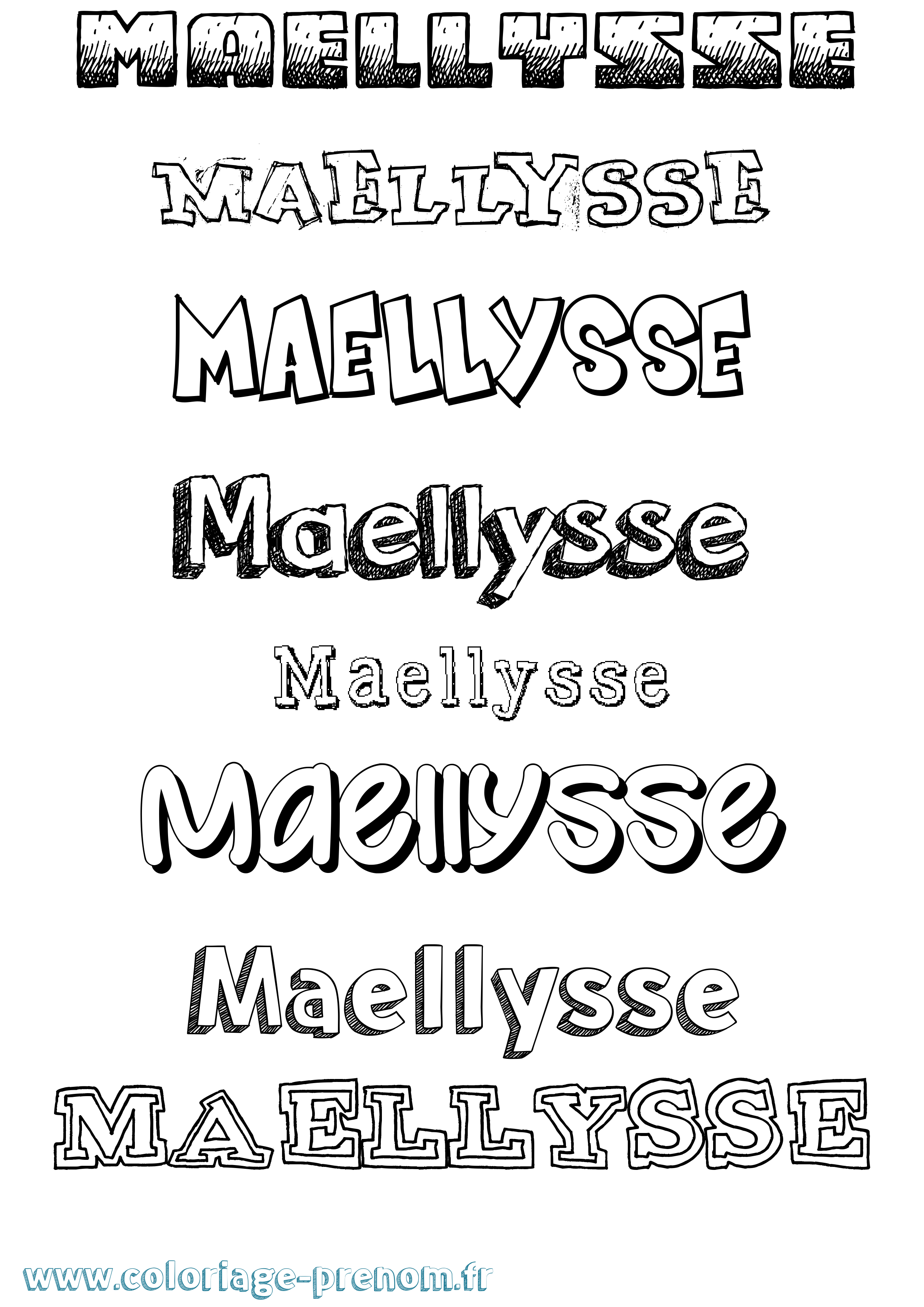 Coloriage prénom Maellysse Dessiné