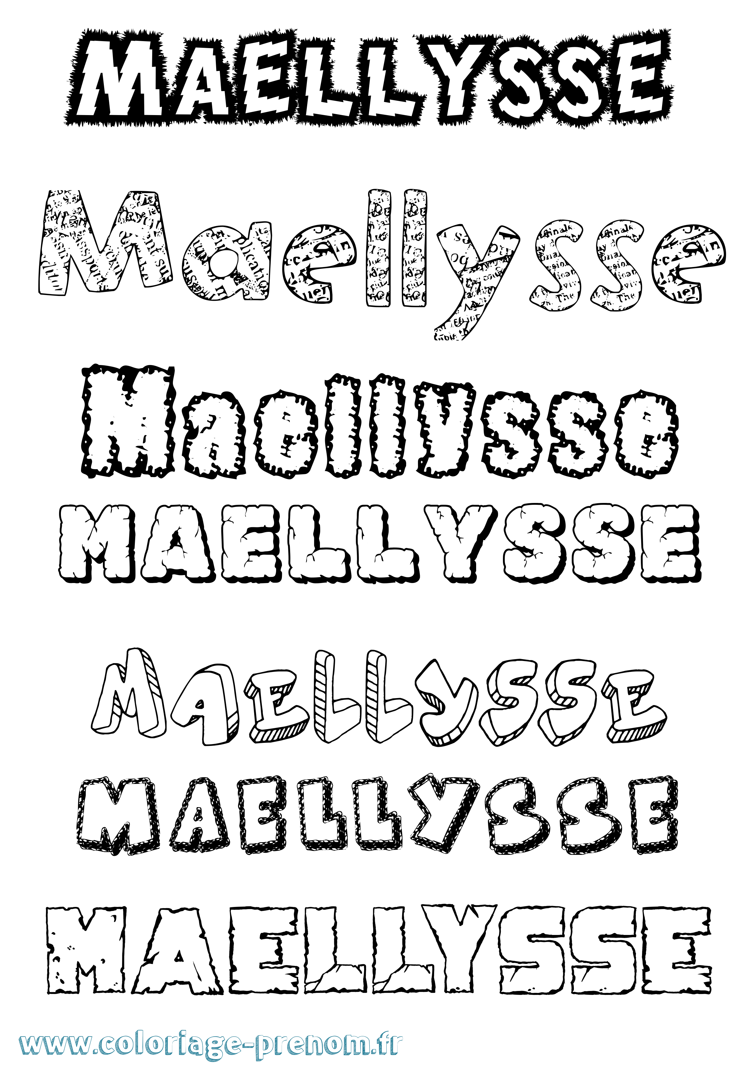 Coloriage prénom Maellysse Destructuré