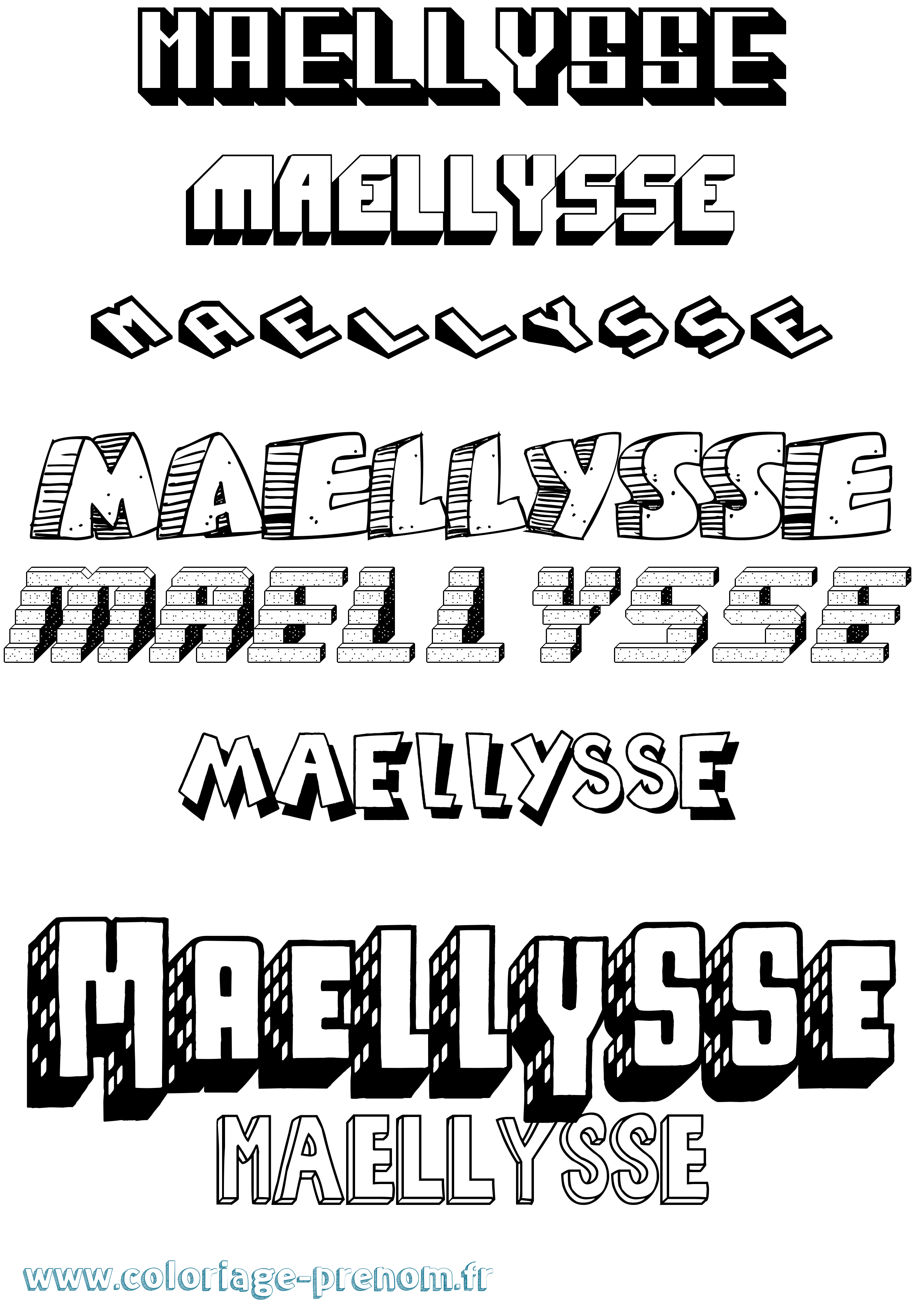 Coloriage prénom Maellysse Effet 3D
