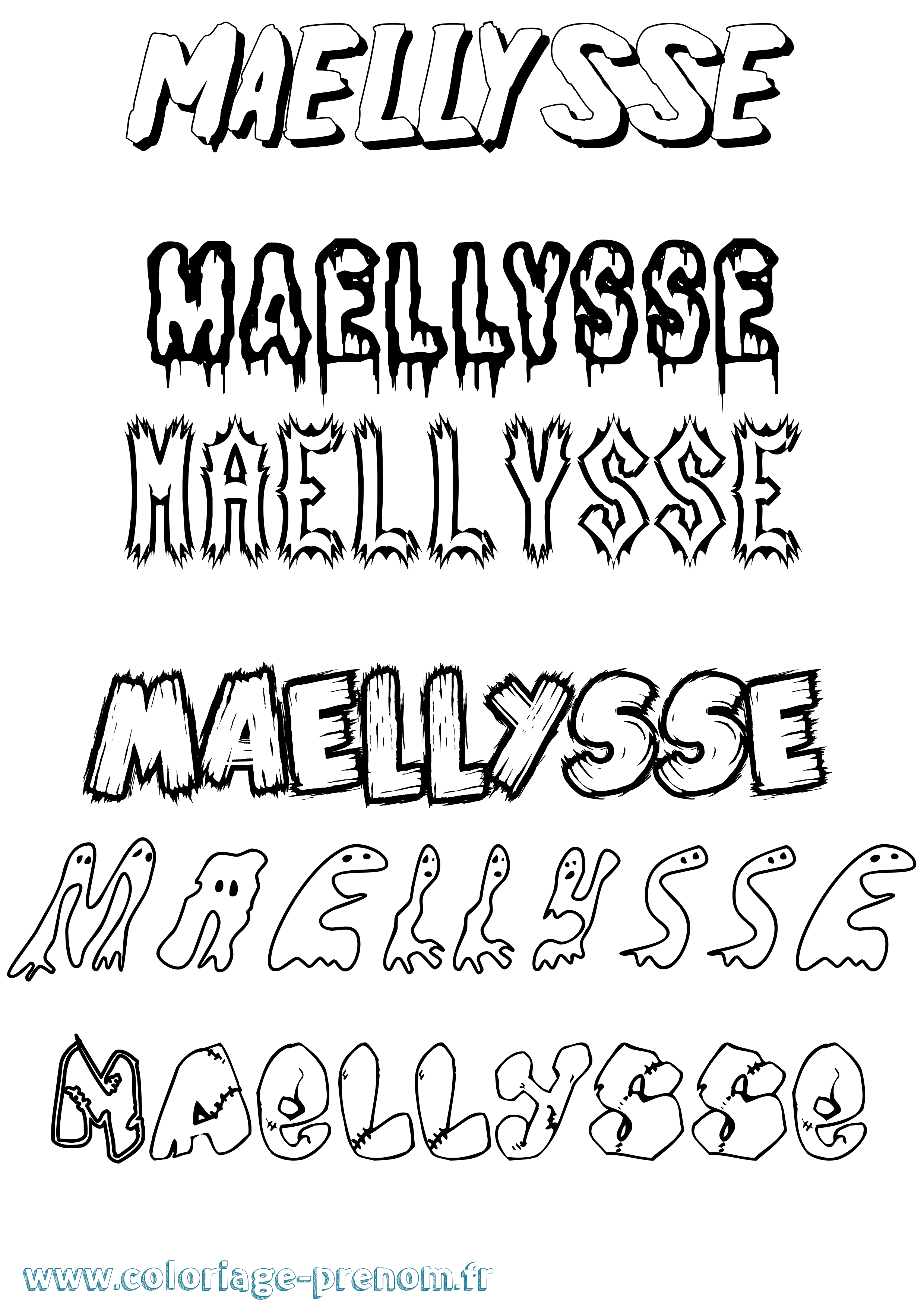 Coloriage prénom Maellysse Frisson