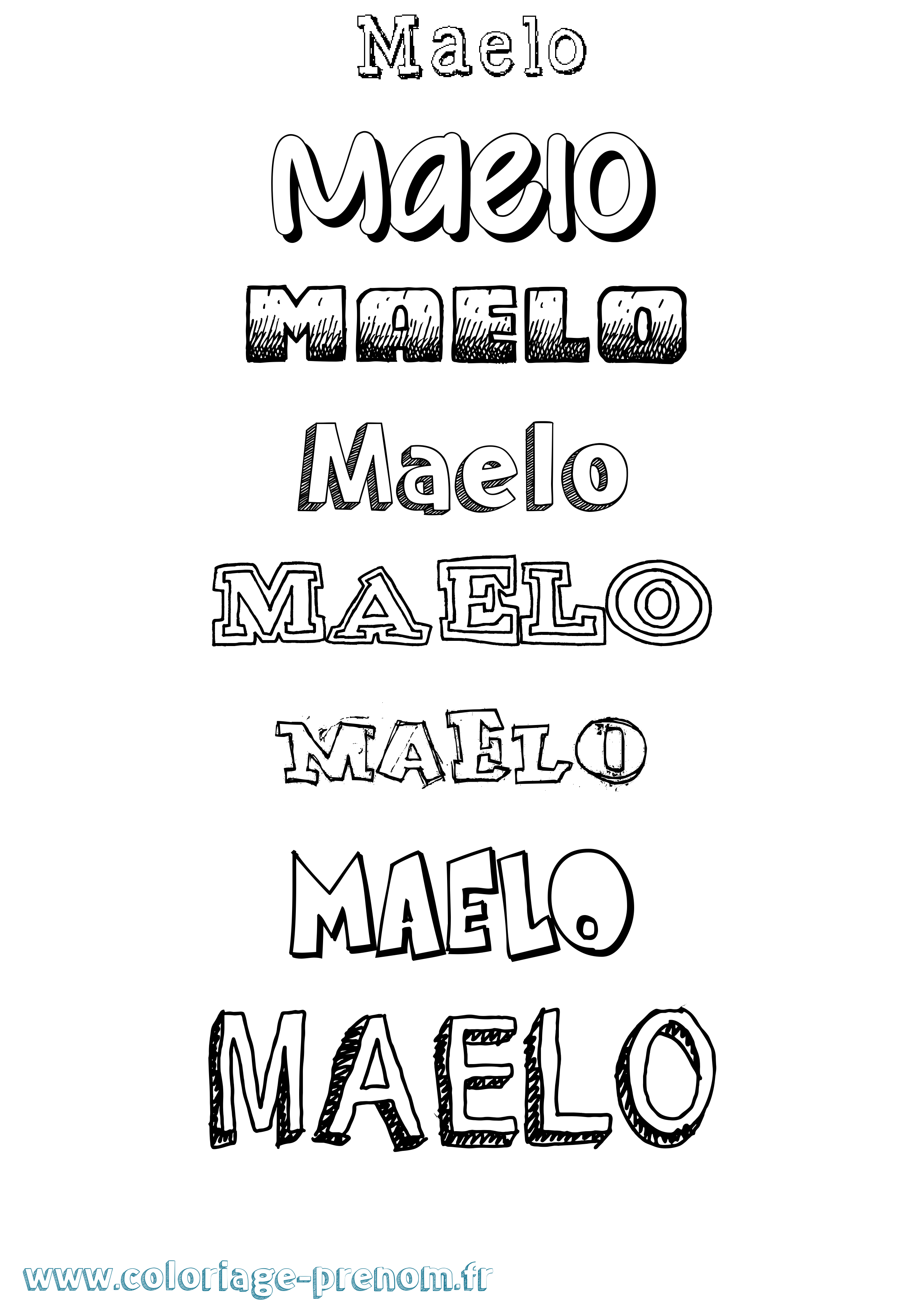 Coloriage prénom Maelo Dessiné