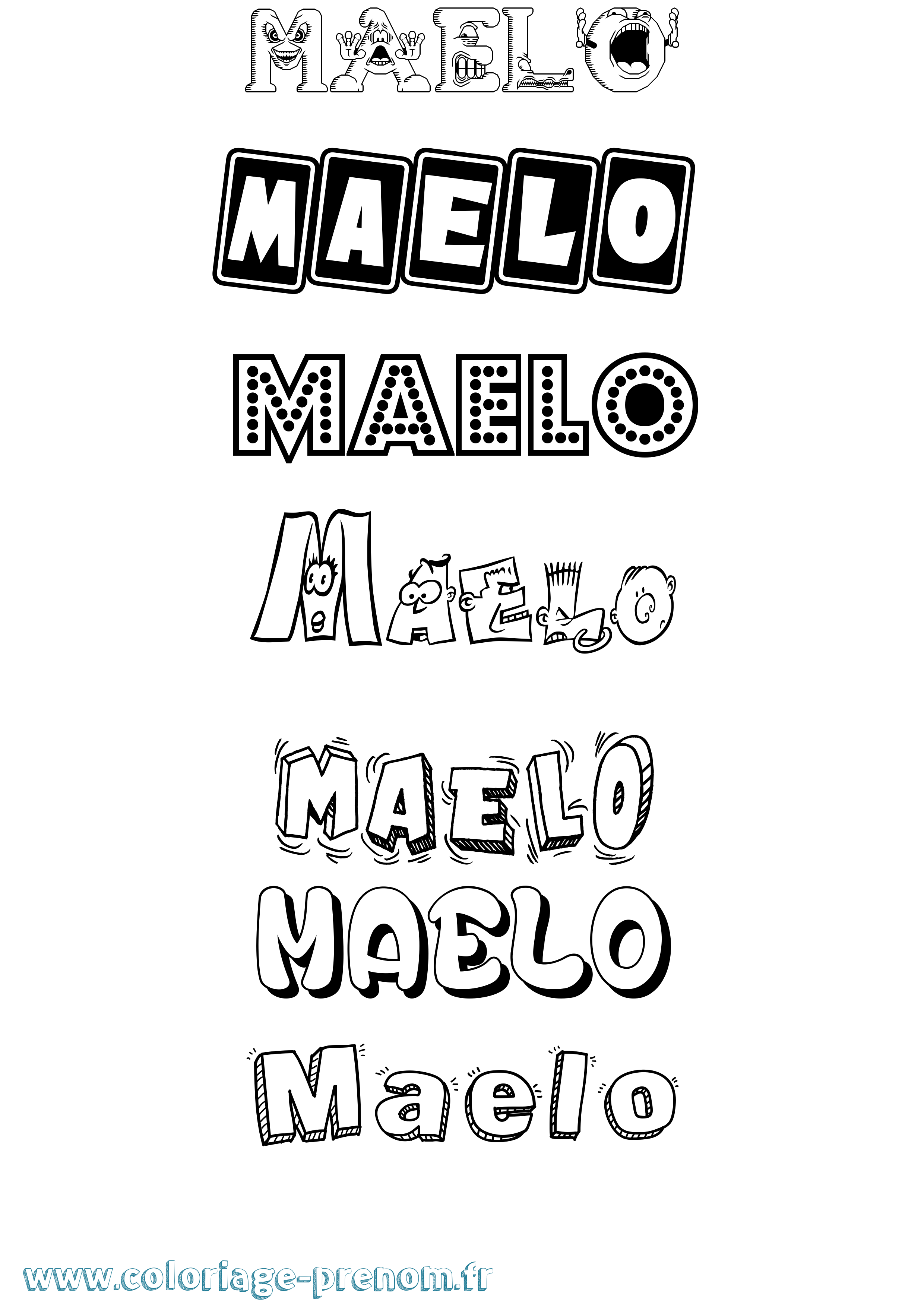 Coloriage prénom Maelo Fun