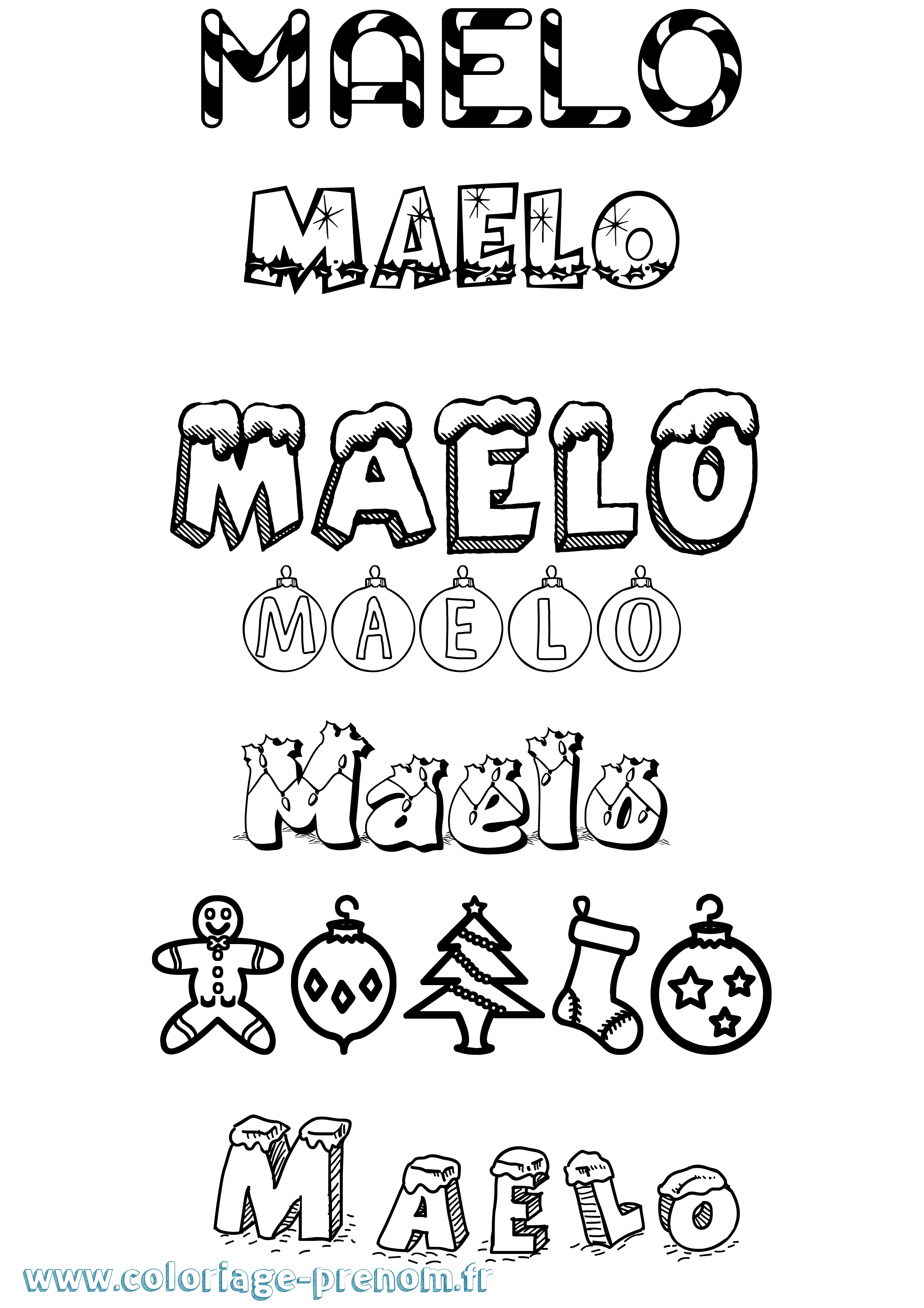 Coloriage prénom Maelo Noël