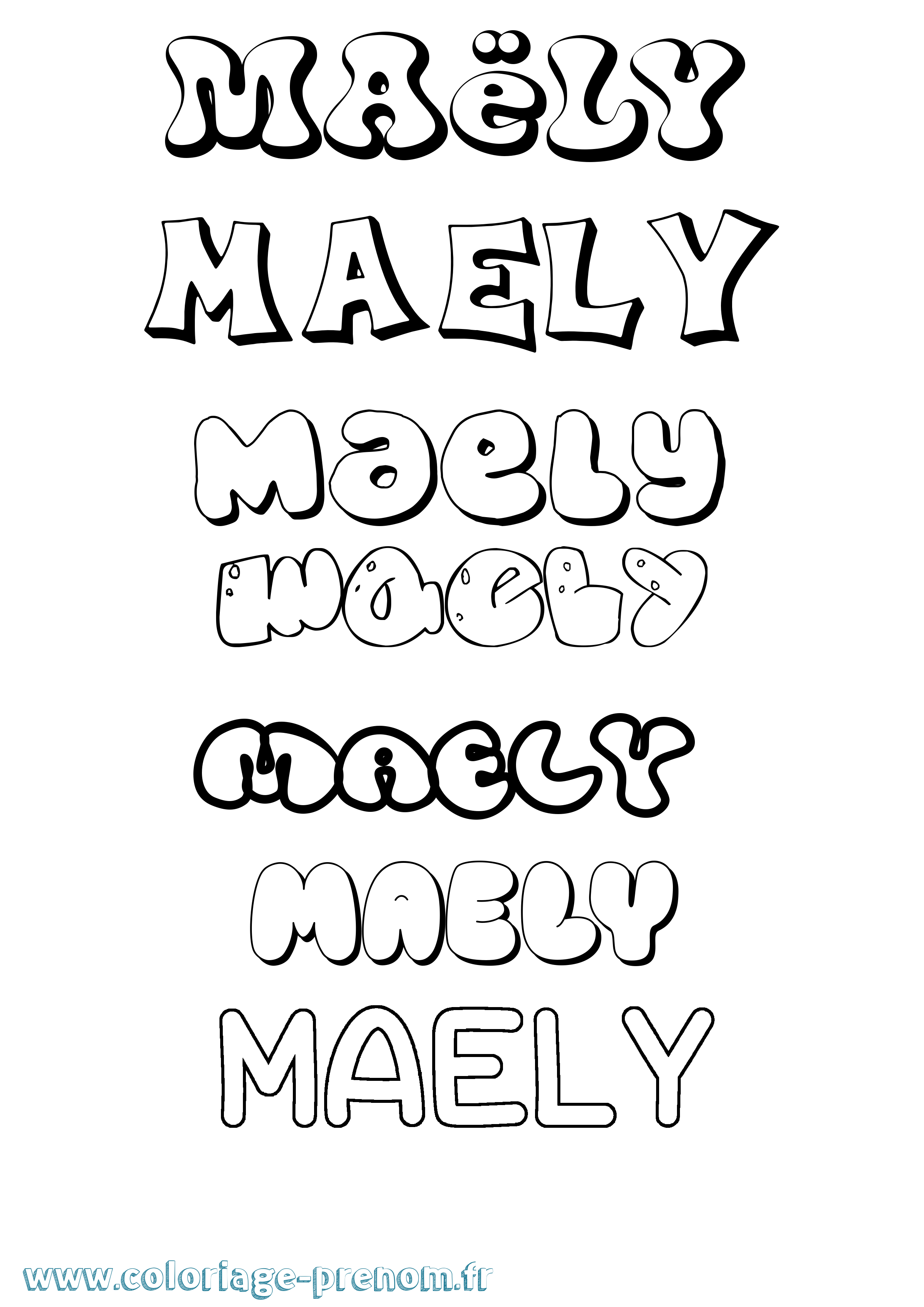 Coloriage Maëly Bubble Coloriage prénom Maëly Bubble