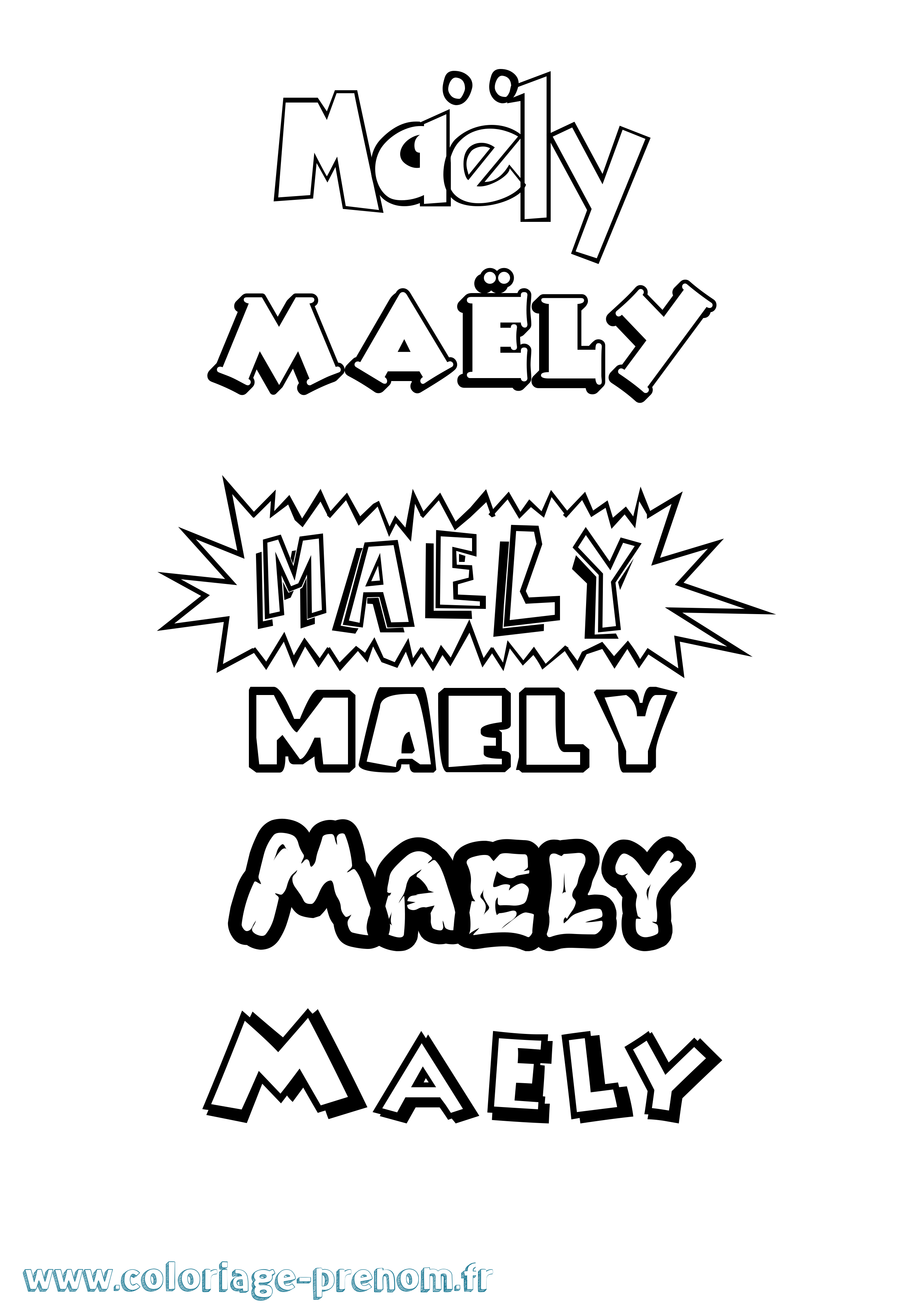 Coloriage Maëly Dessin Animé Coloriage prénom Maëly Dessin Animé