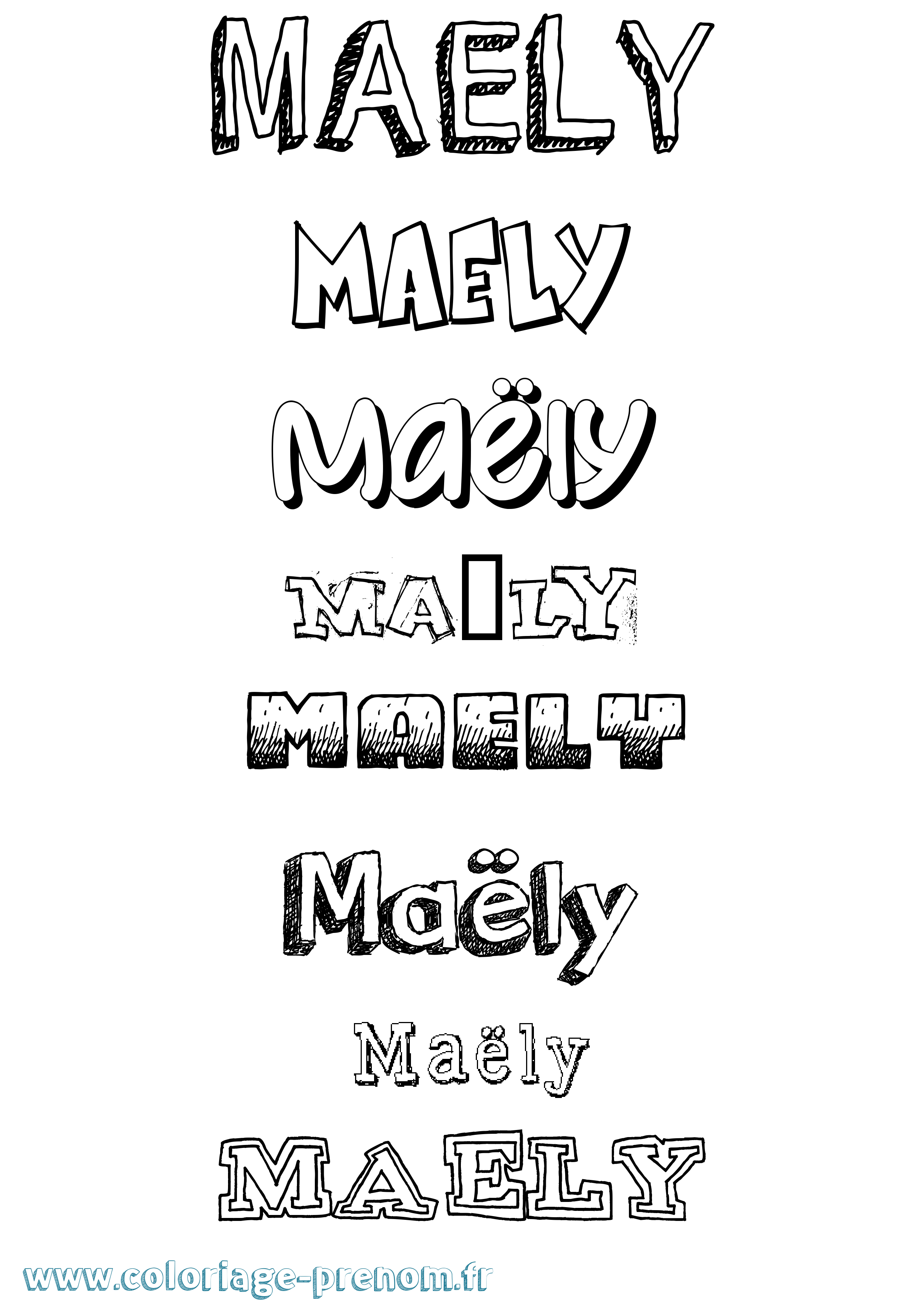 Coloriage Maëly Dessiné Coloriage prénom Maëly Dessiné