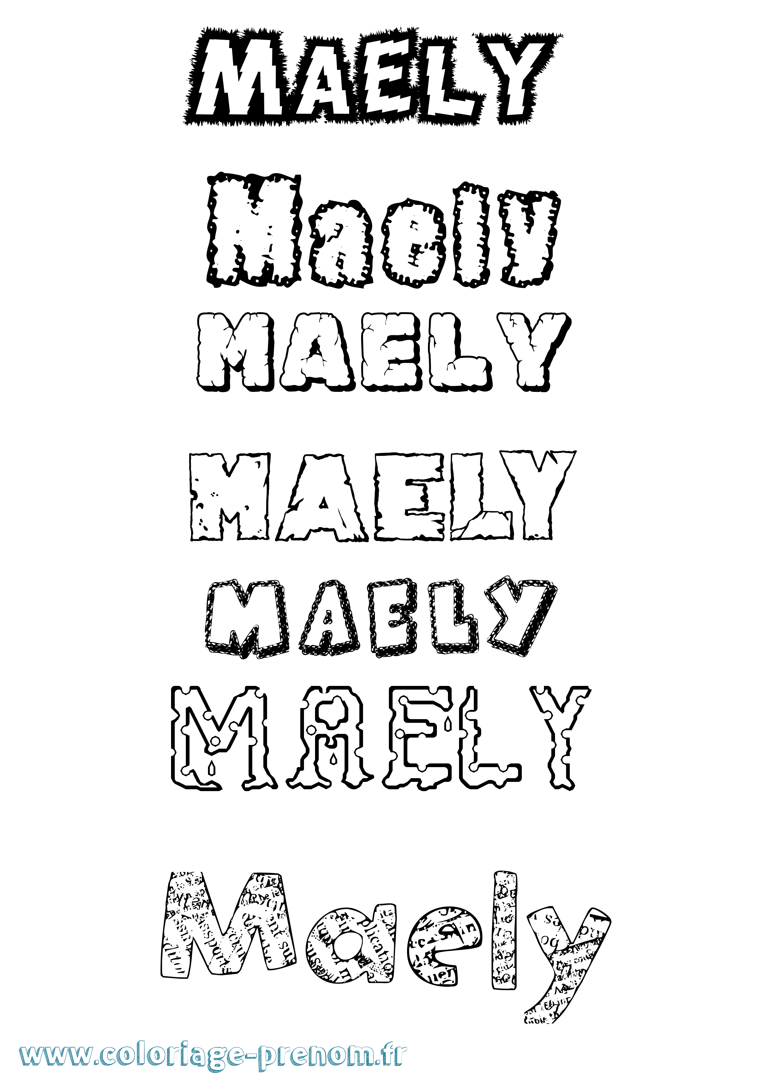 Coloriage Maëly Destructuré Coloriage prénom Maëly Destructuré