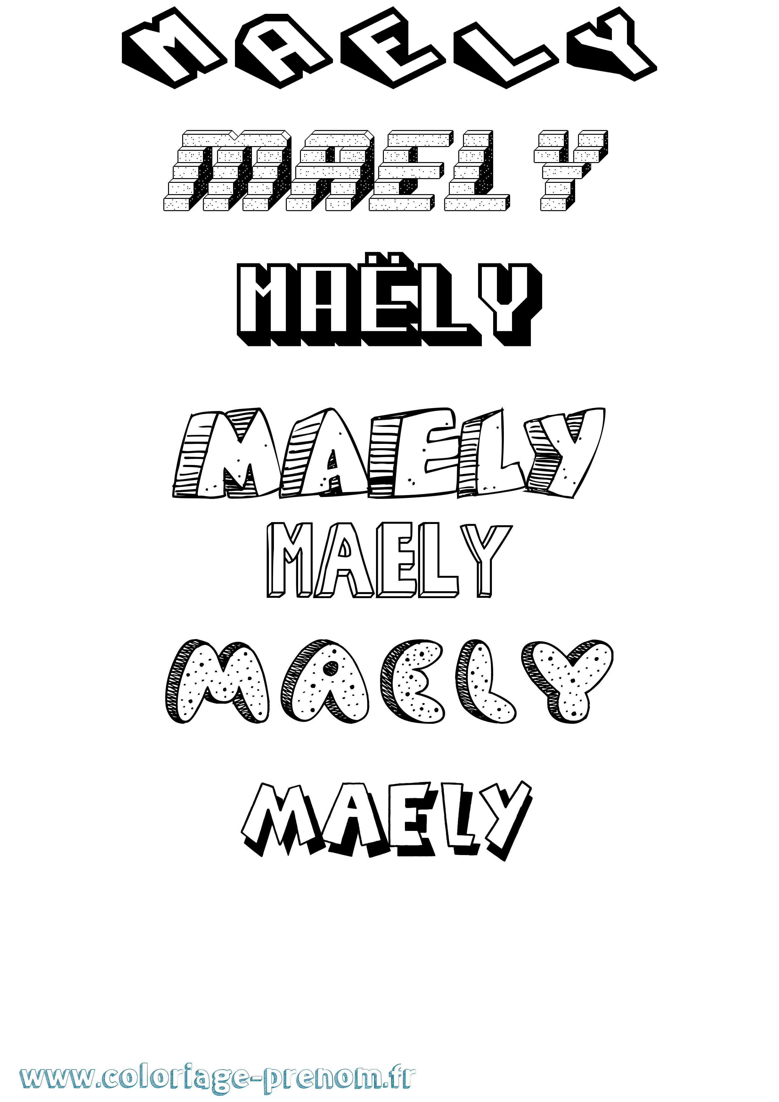Coloriage Maëly Effet 3D Coloriage prénom Maëly Effet 3D