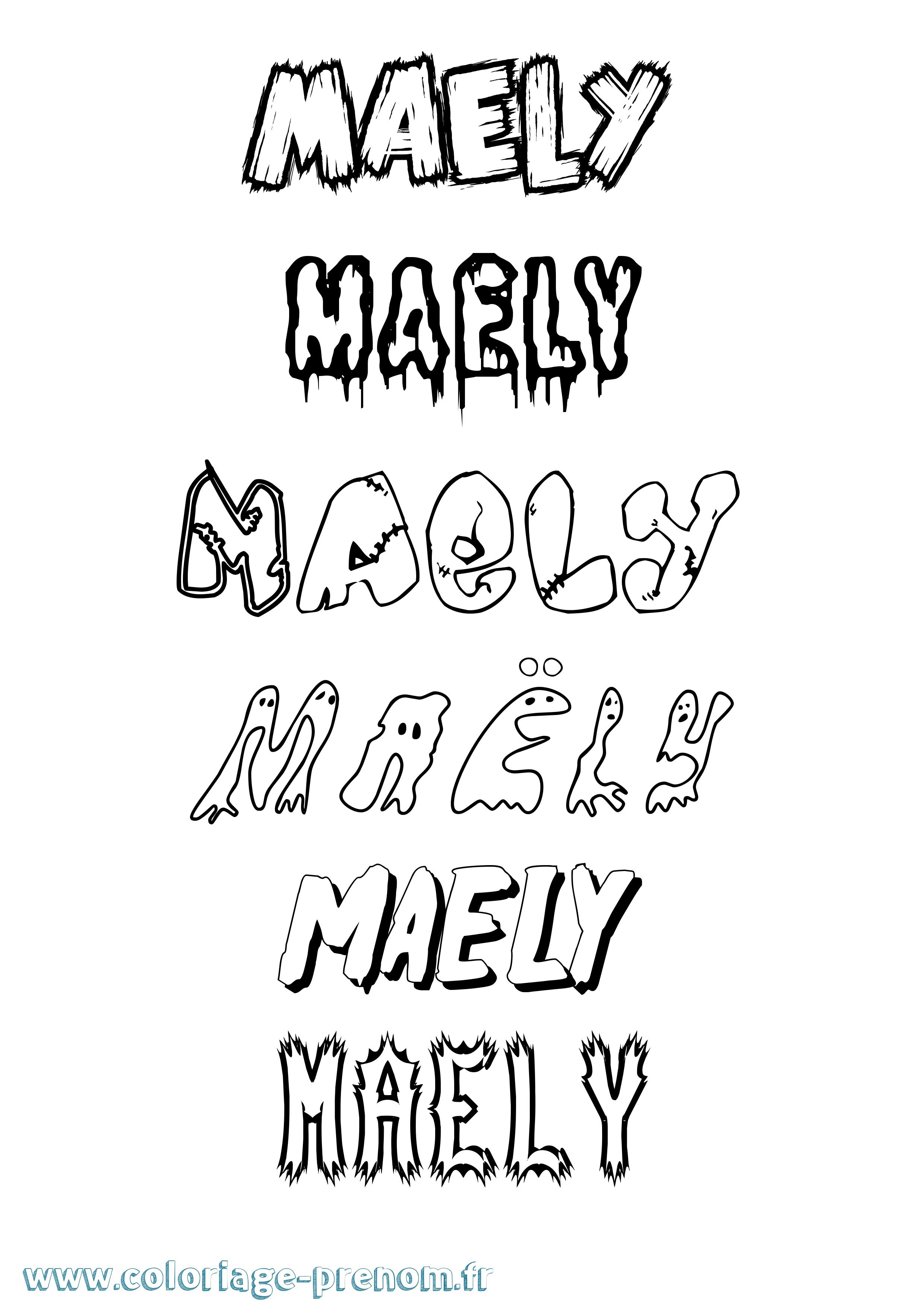 Coloriage Maëly Frisson Coloriage prénom Maëly Frisson