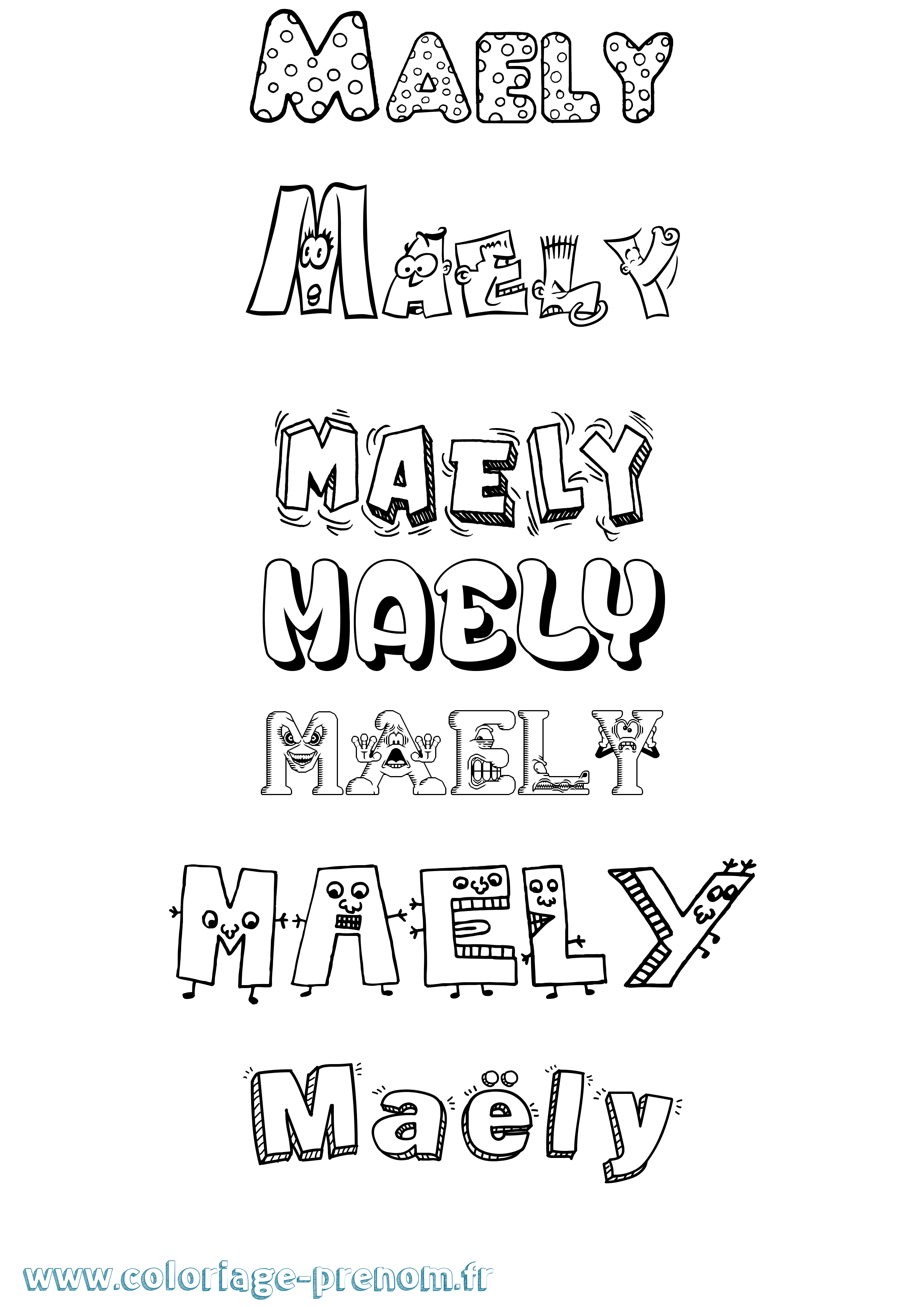 Coloriage prénom Maëly Fun