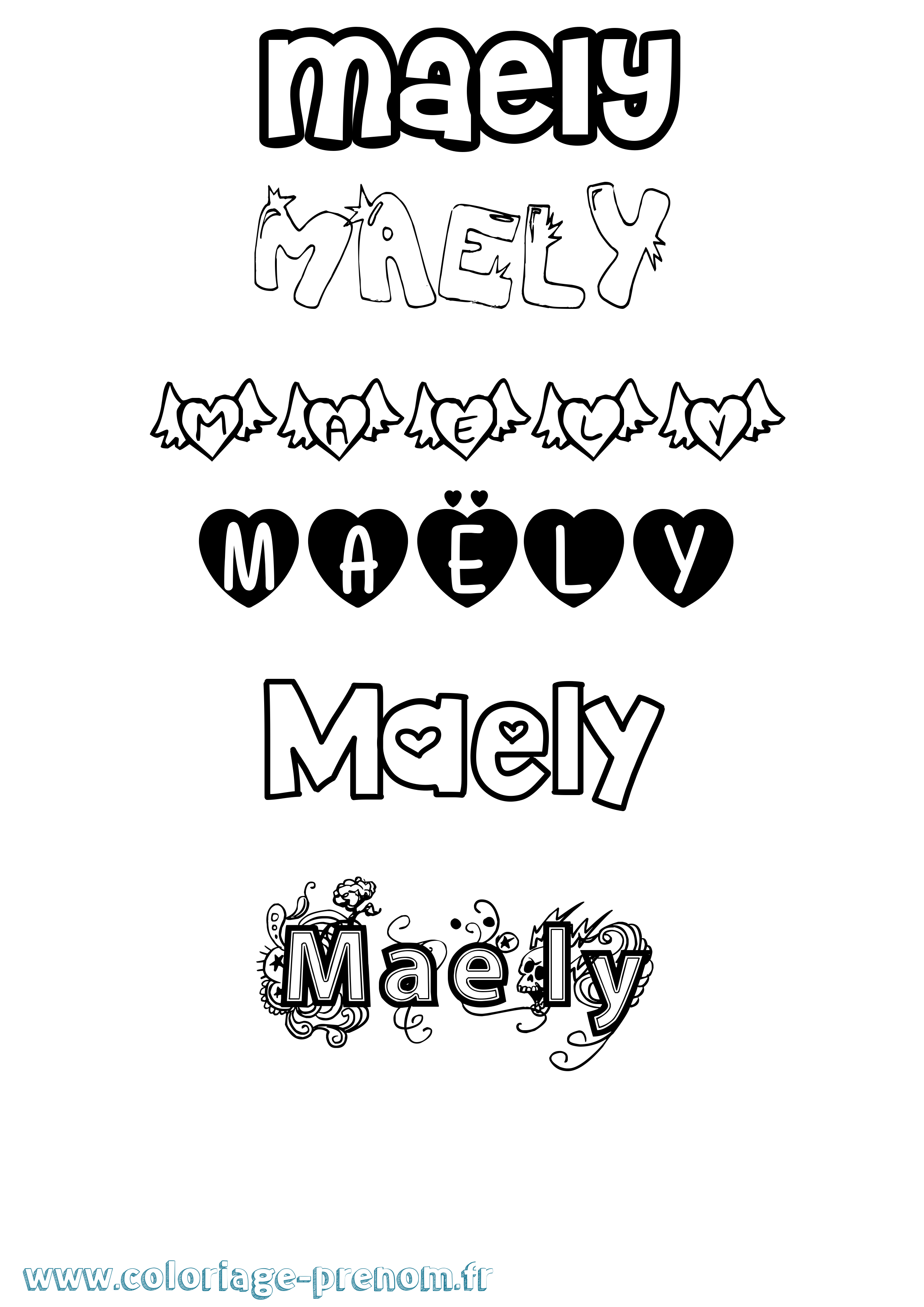 Coloriage prénom Maëly Girly