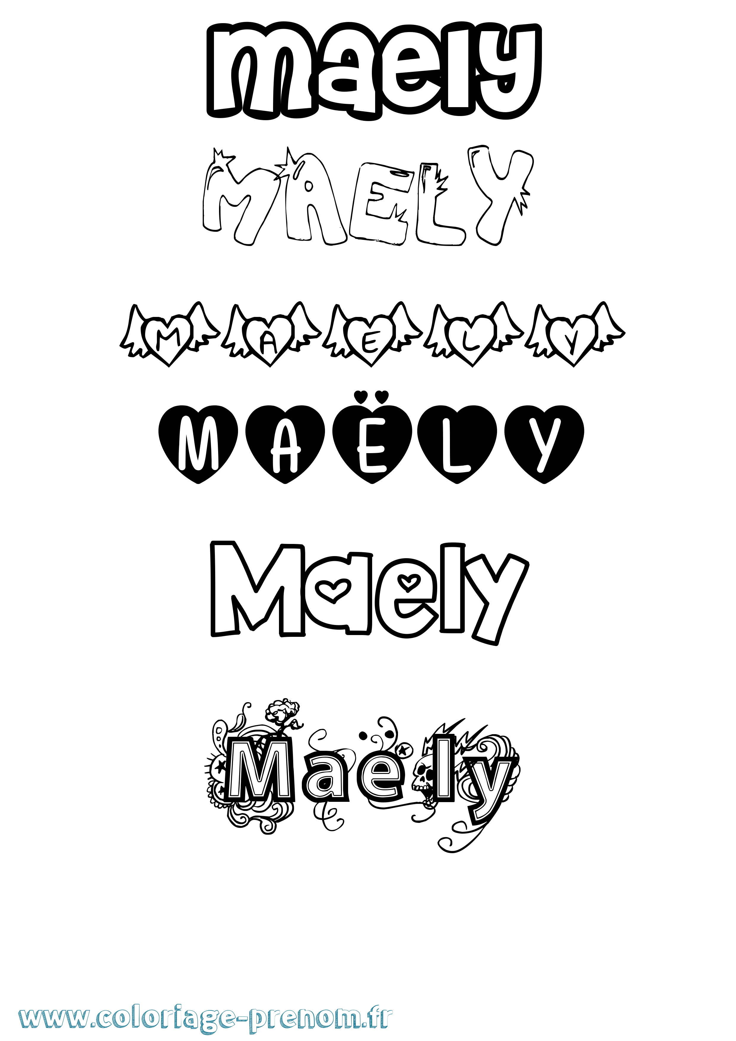Coloriage Maëly Girly Coloriage prénom Maëly Girly