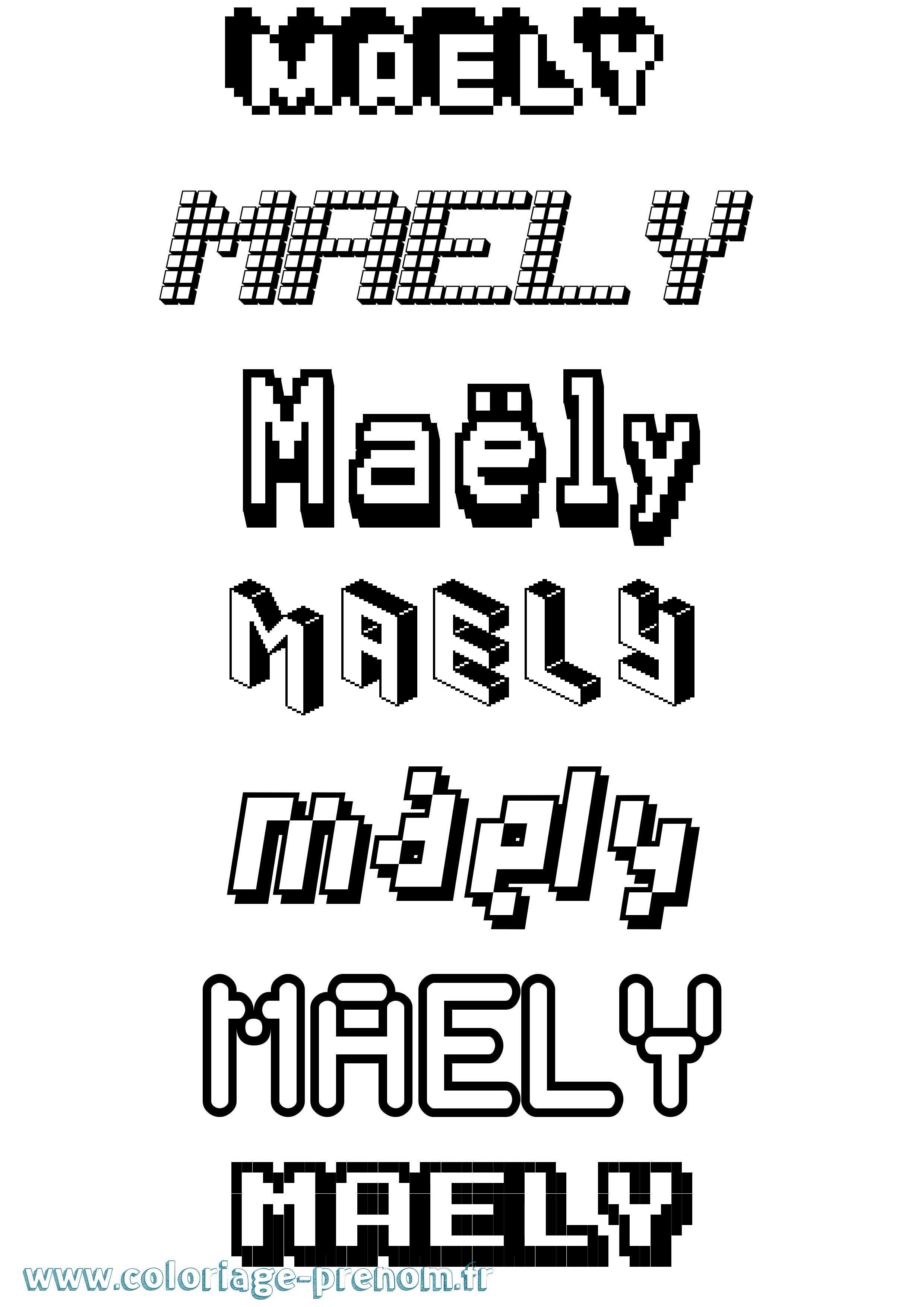 Coloriage prénom Maëly Pixel